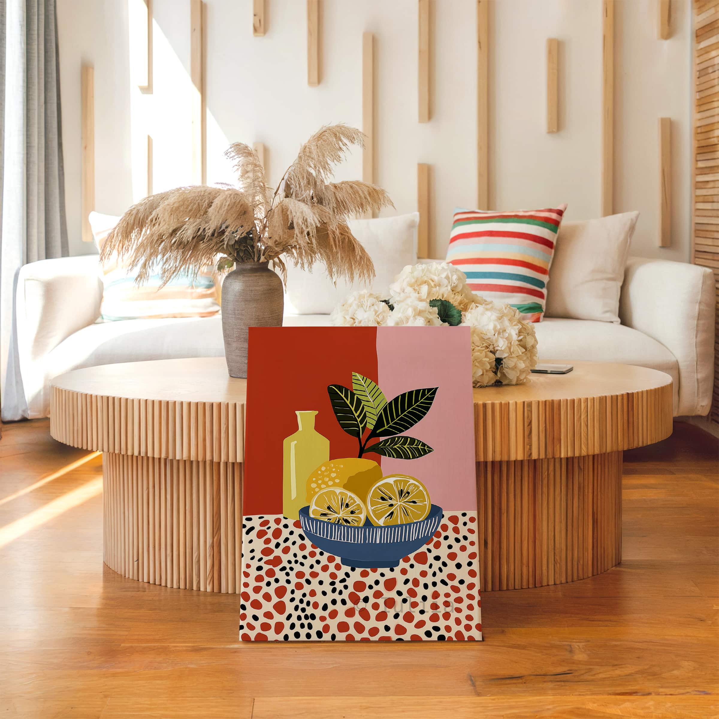 Citrus Grove Art Canvas, Lemon Wall Art, Botanical Kitchen Decor, Modern Fruit Illustration, Colorful Home Accent - photo #4