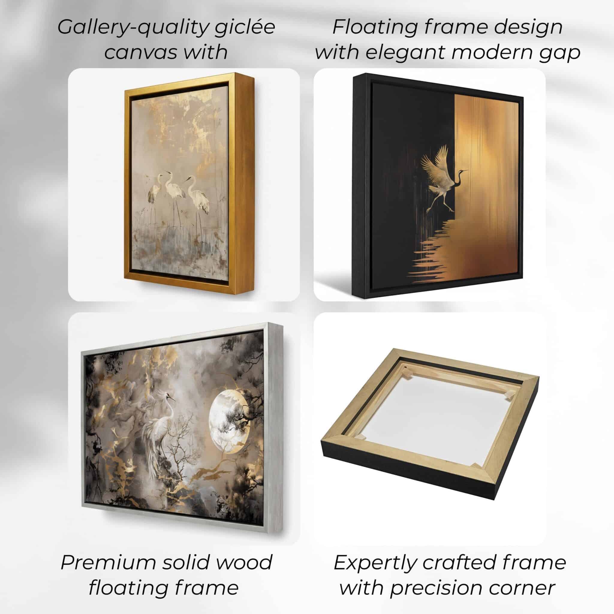 Long Canvas Peaceful Wall Art, Wide Misty Lake Scene with Flying Cranes, Soft Nature Reflection, Bedroom Retreat Decor - photo #7