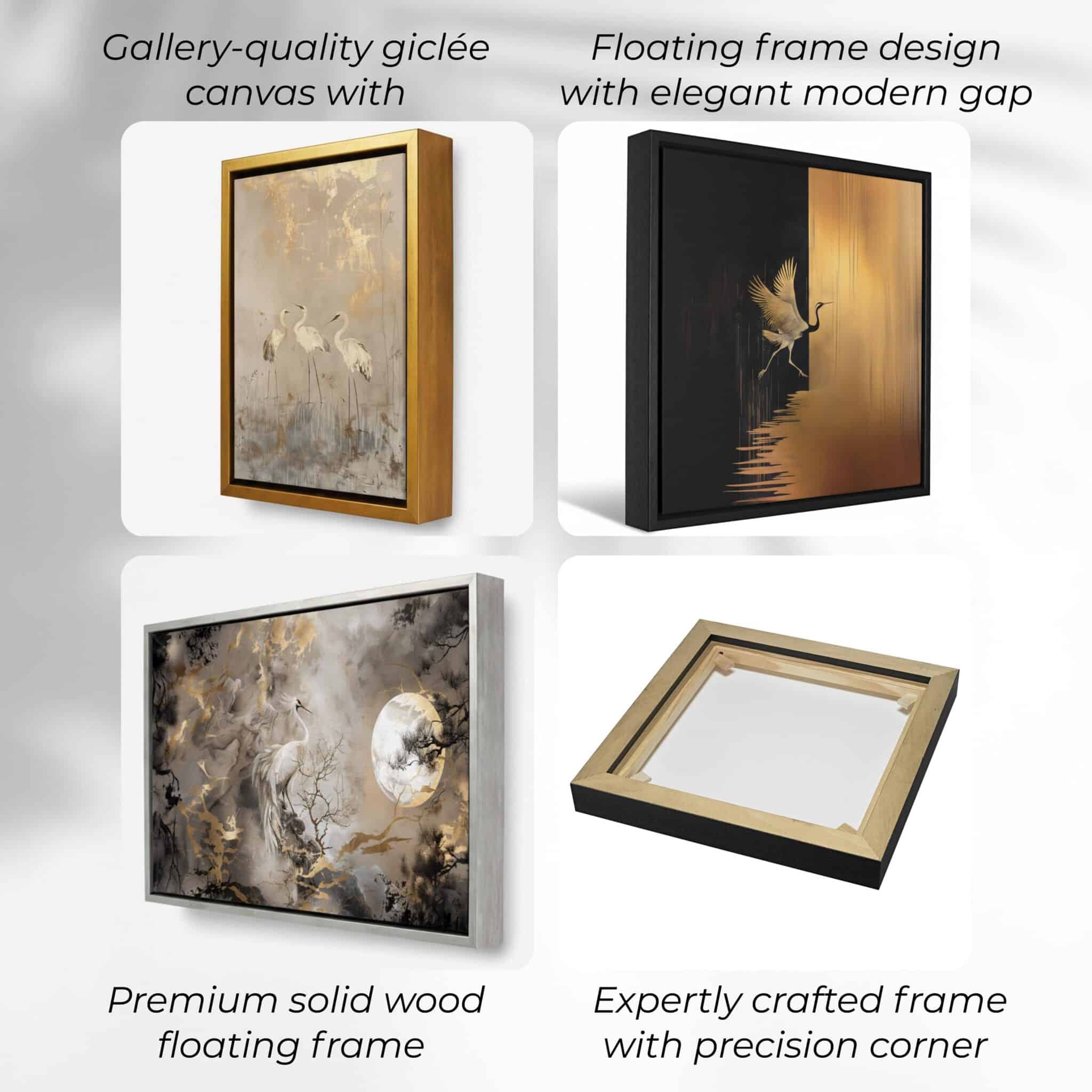Canvas Japanese Wall Art, Wide Red Crowned Crane Design, Oriental Gold Nature Scene, Statement Living Room Decor - photo #7