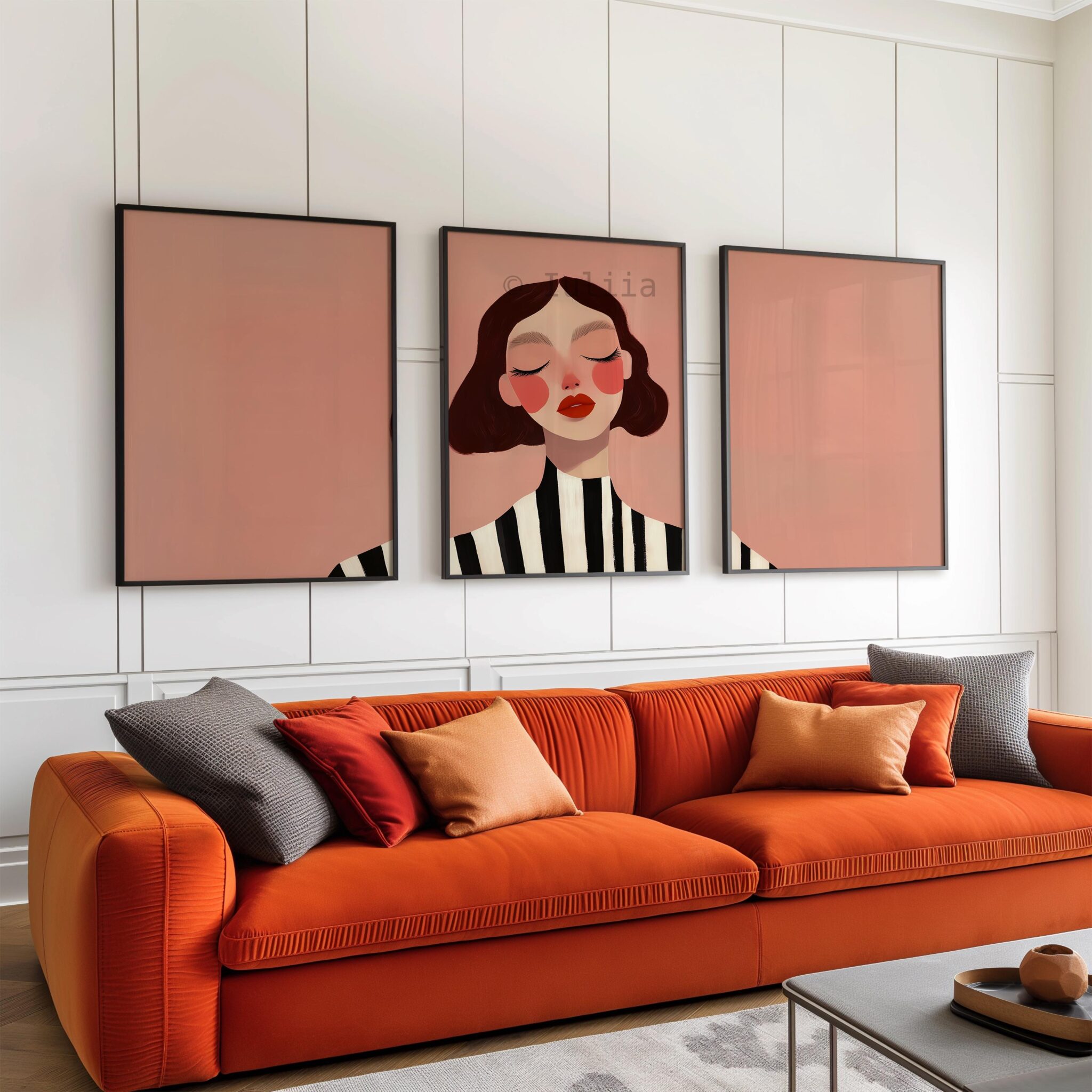 Scandinavian Portrait Set of 3 Art, Minimalist Woman Prints, Nordic Wall Decor, Blush Pink Modern Bedroom Gallery Poster - photo #9