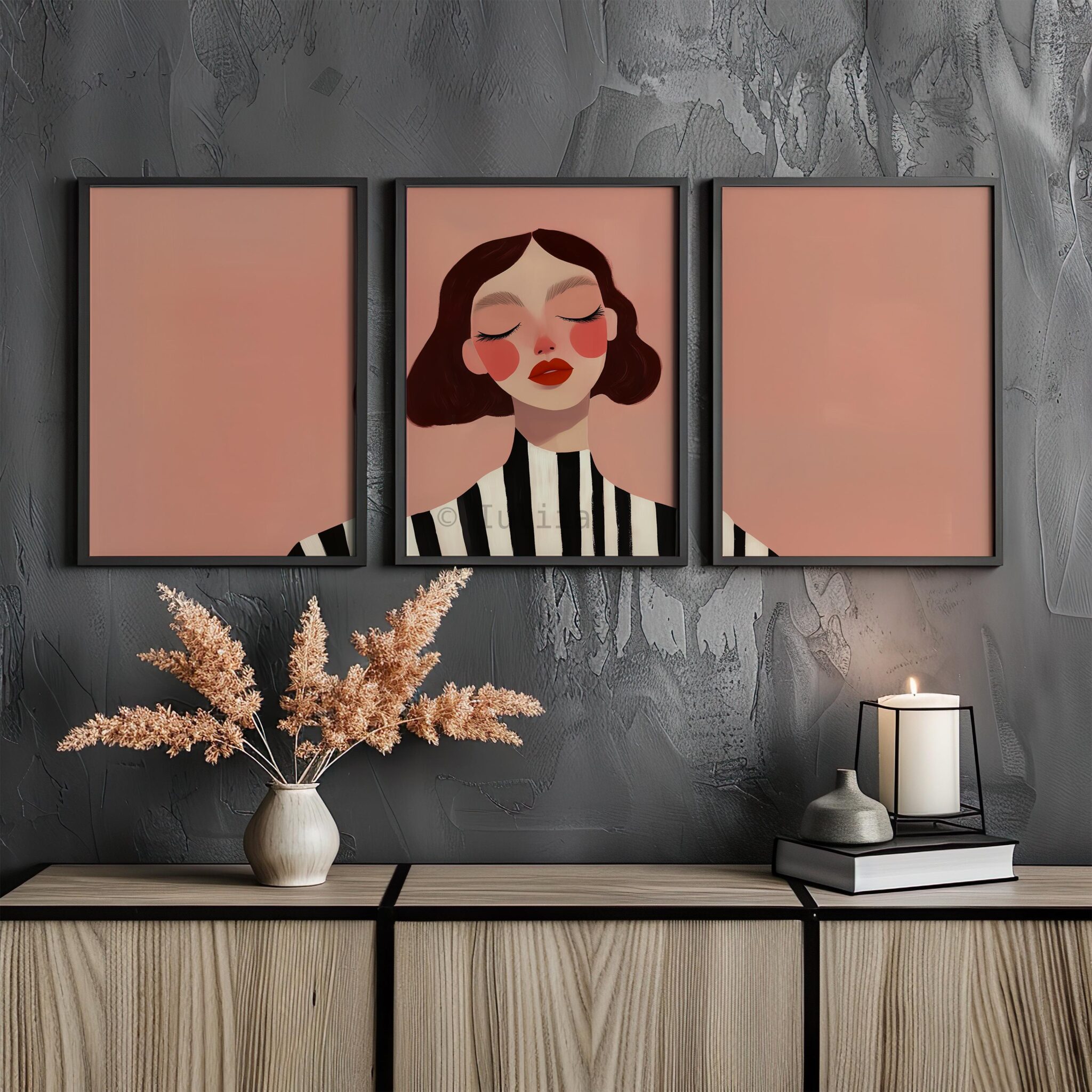 Scandinavian Portrait Set of 3 Art, Minimalist Woman Prints, Nordic Wall Decor, Blush Pink Modern Bedroom Gallery Poster - photo #16