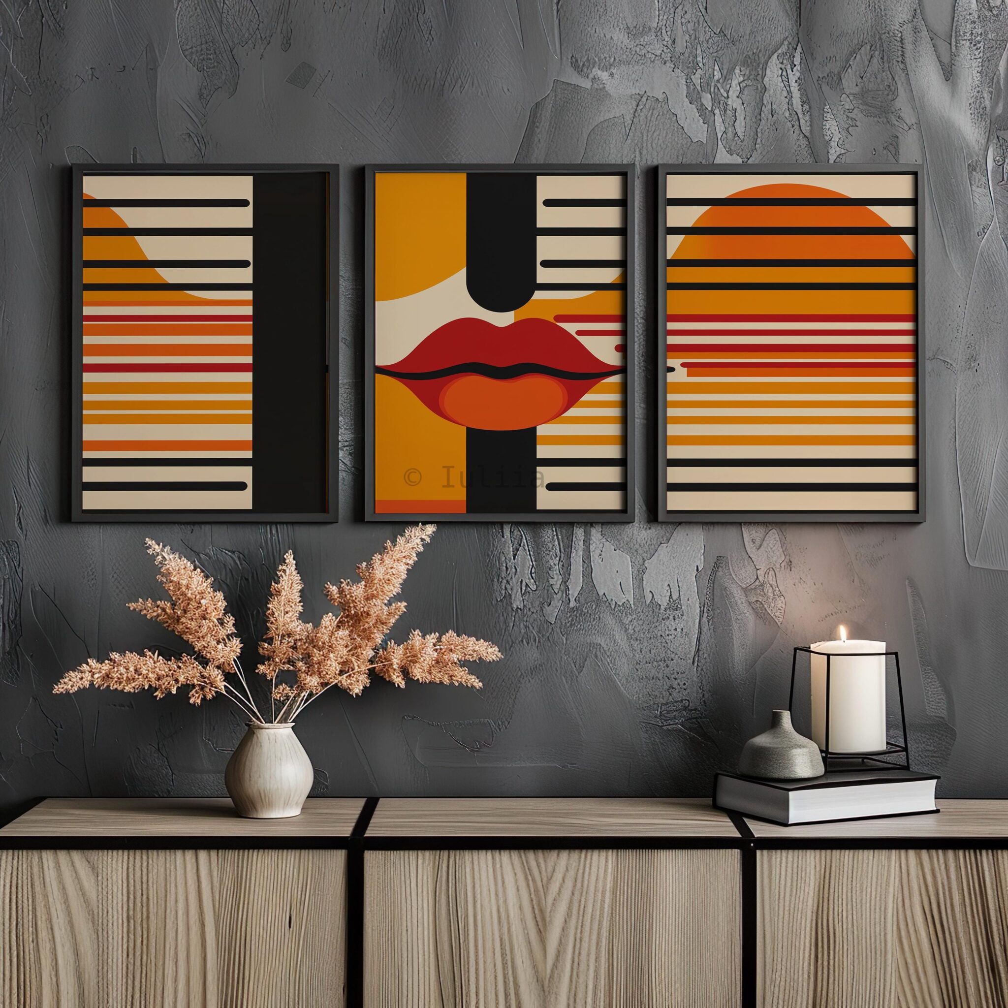 Triptych Prints Modern Bloom Prints, Mid Century Floral Wall Art, Retro Botanical Design, Vintage Modern Decor, Bedroom Set - photo #12