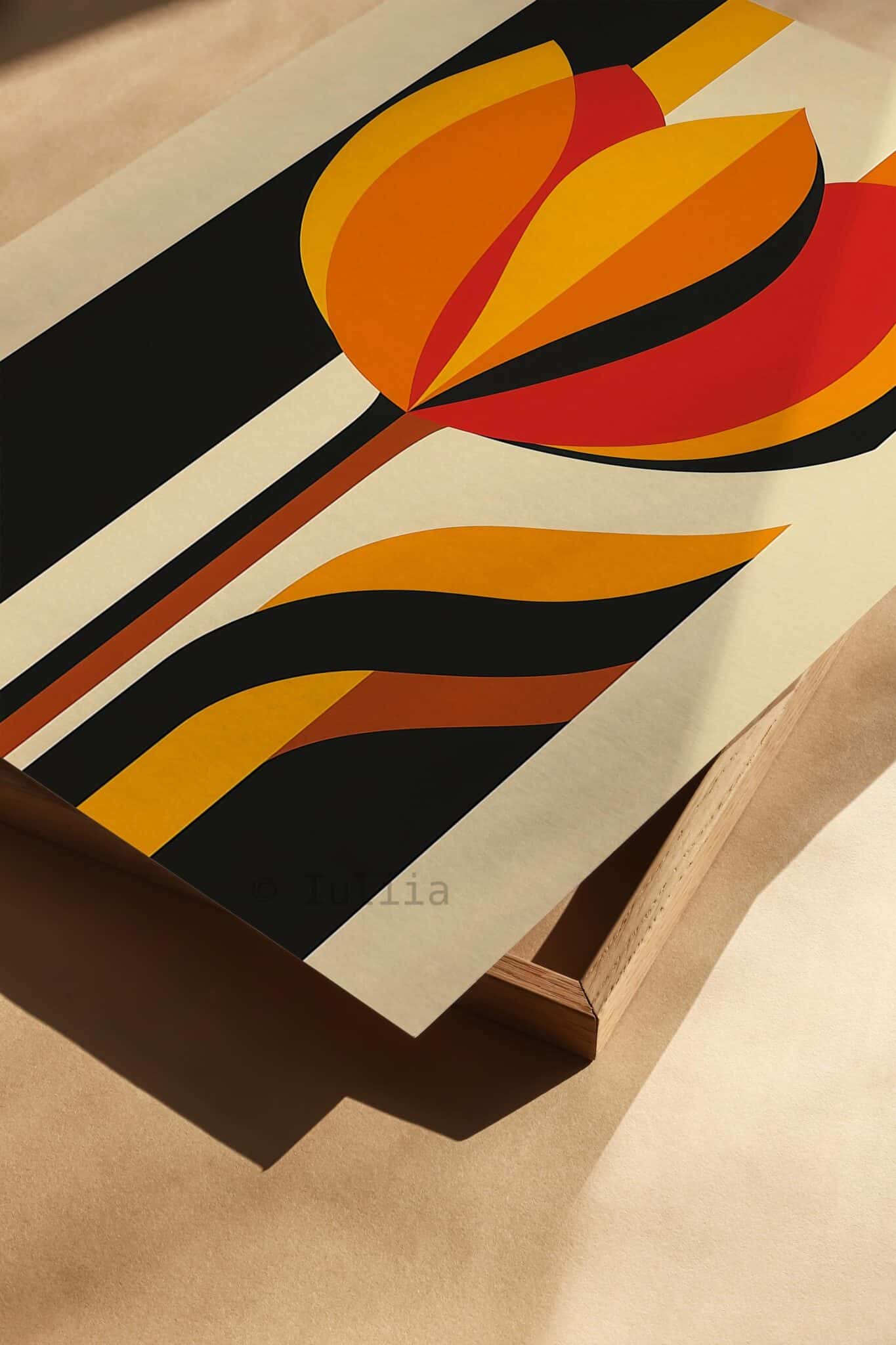 Triptych Prints Interior Stylist Wall Art, Modern Tulip Artwork, Retro Stripe Composition, Curated Bedroom Decor - photo #1