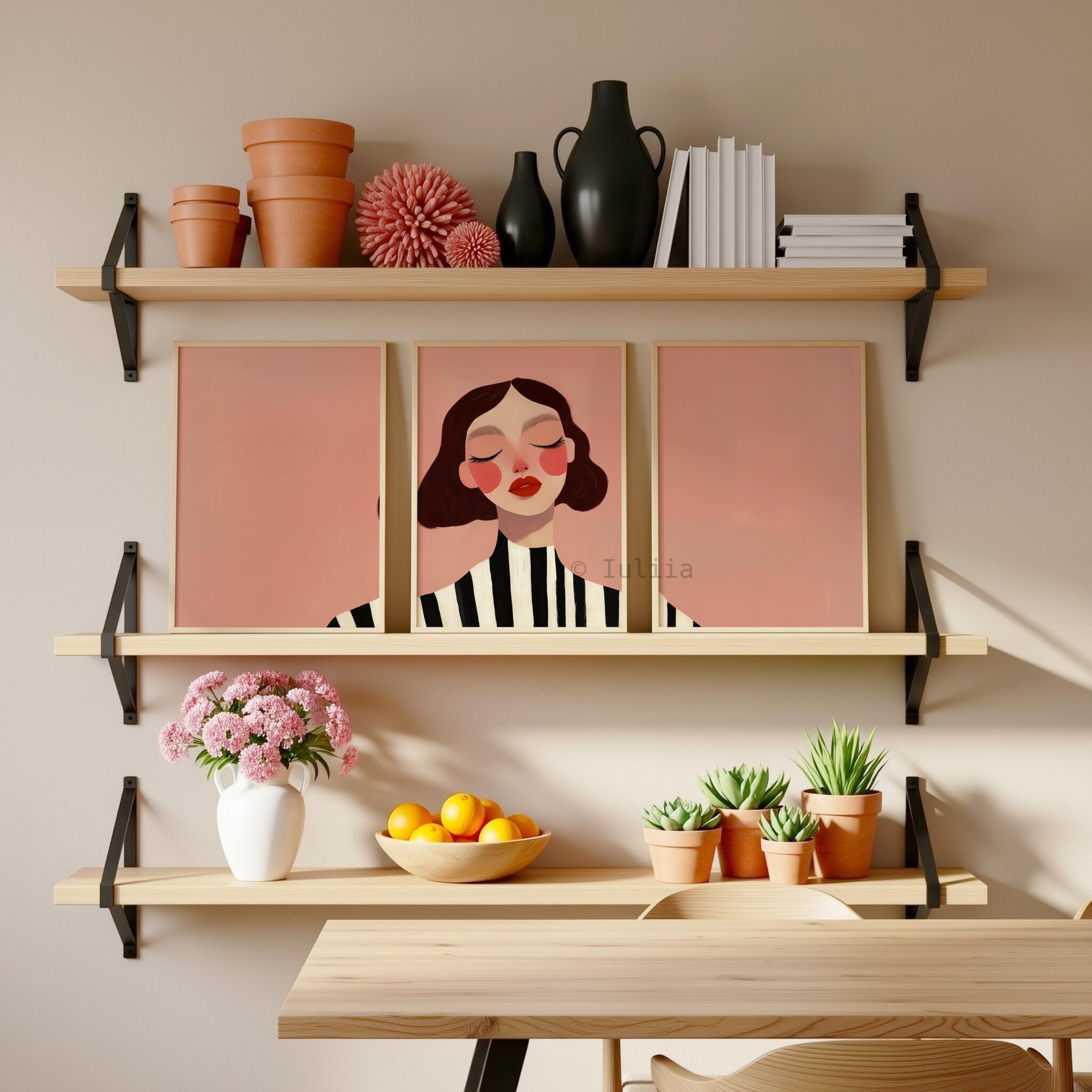 Scandinavian Portrait Set of 3 Art, Minimalist Woman Prints, Nordic Wall Decor, Blush Pink Modern Bedroom Gallery Poster - photo #10
