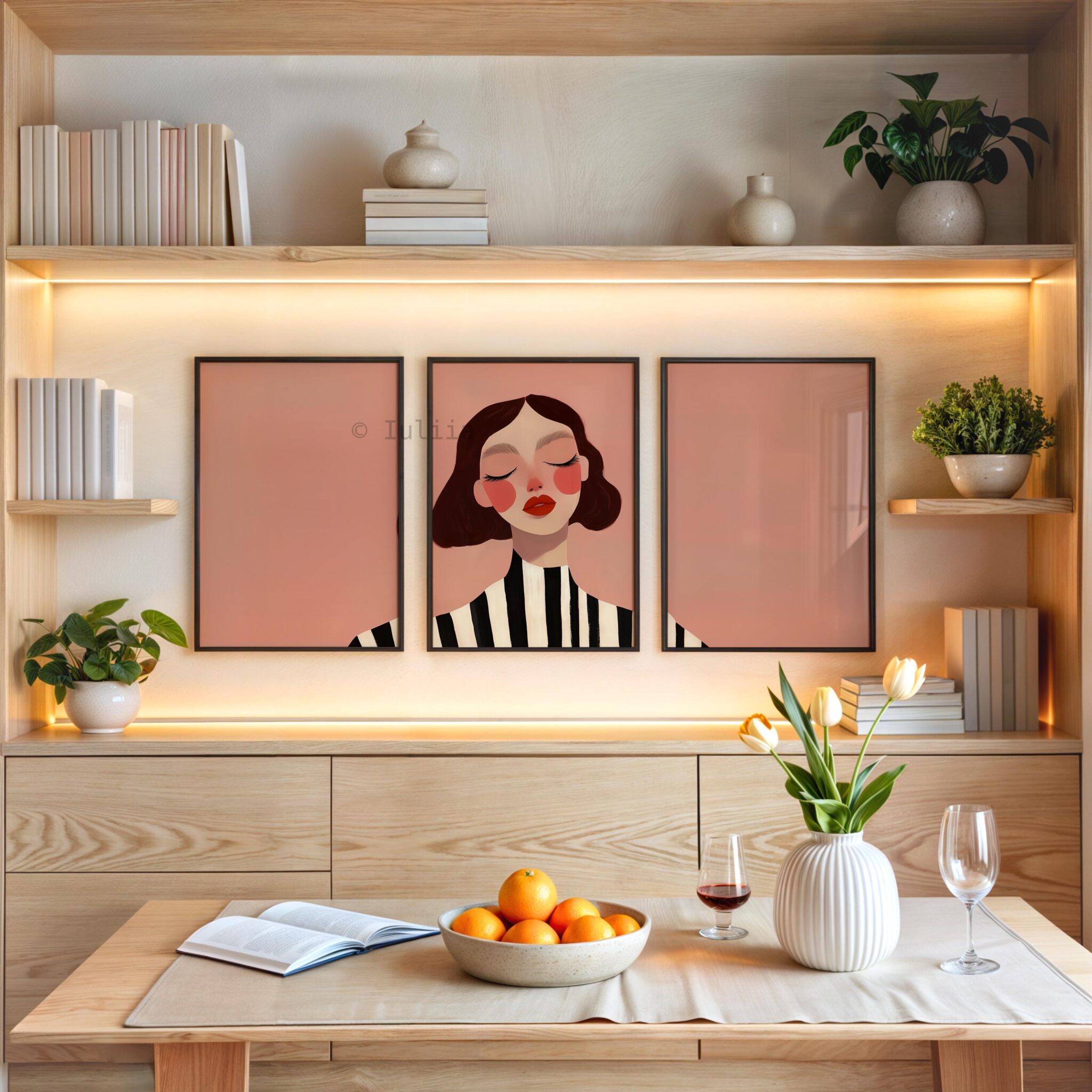 Scandinavian Portrait Set of 3 Art, Minimalist Woman Prints, Nordic Wall Decor, Blush Pink Modern Bedroom Gallery Poster - photo #8
