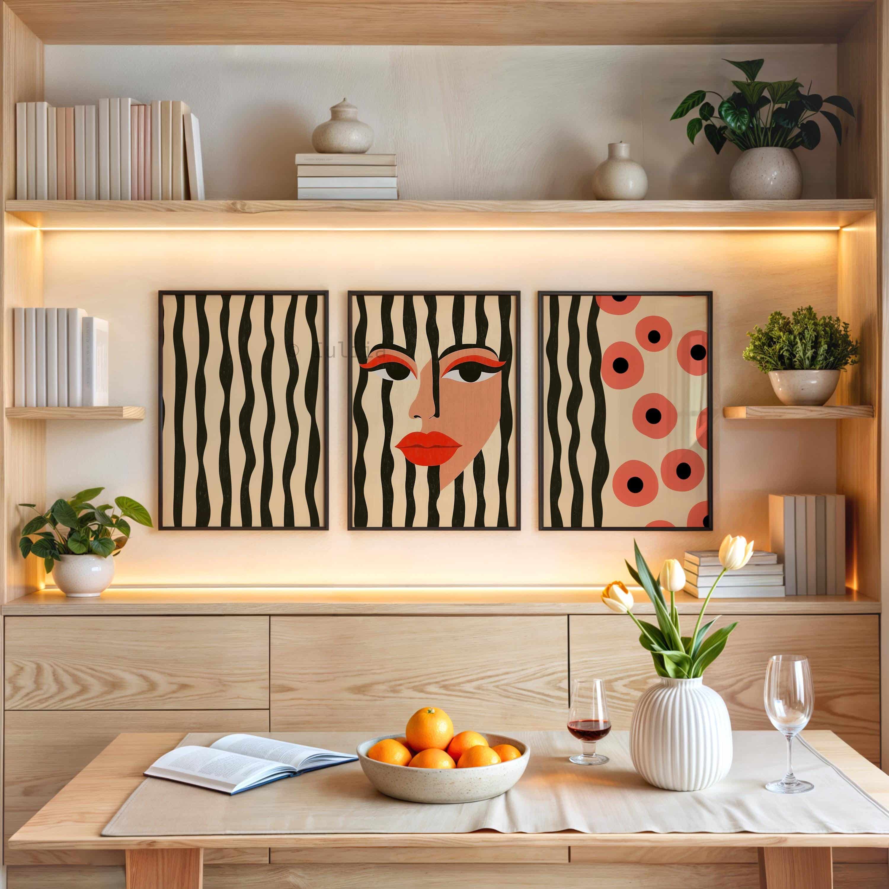 Graphic Face Art, Bold Portrait Triptych, Contemporary Statement Decor, Modern Gallery Wall Collection - photo #10