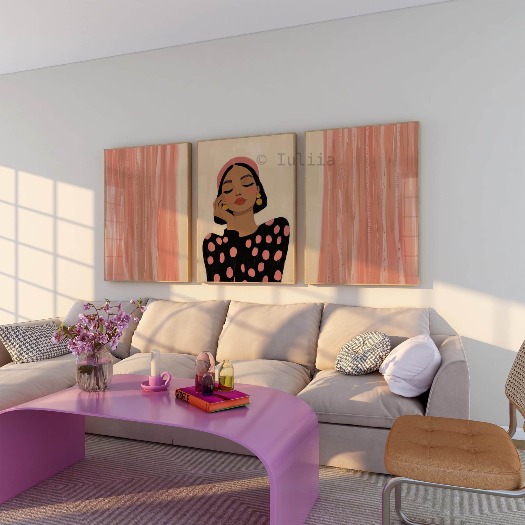 Blush Beauty Set of 3 Posters, Elegant Female Portrait Prints, Soft Glam Wall Decor, Feminine Bedroom Artwork, Modern Fashion Art - photo #3