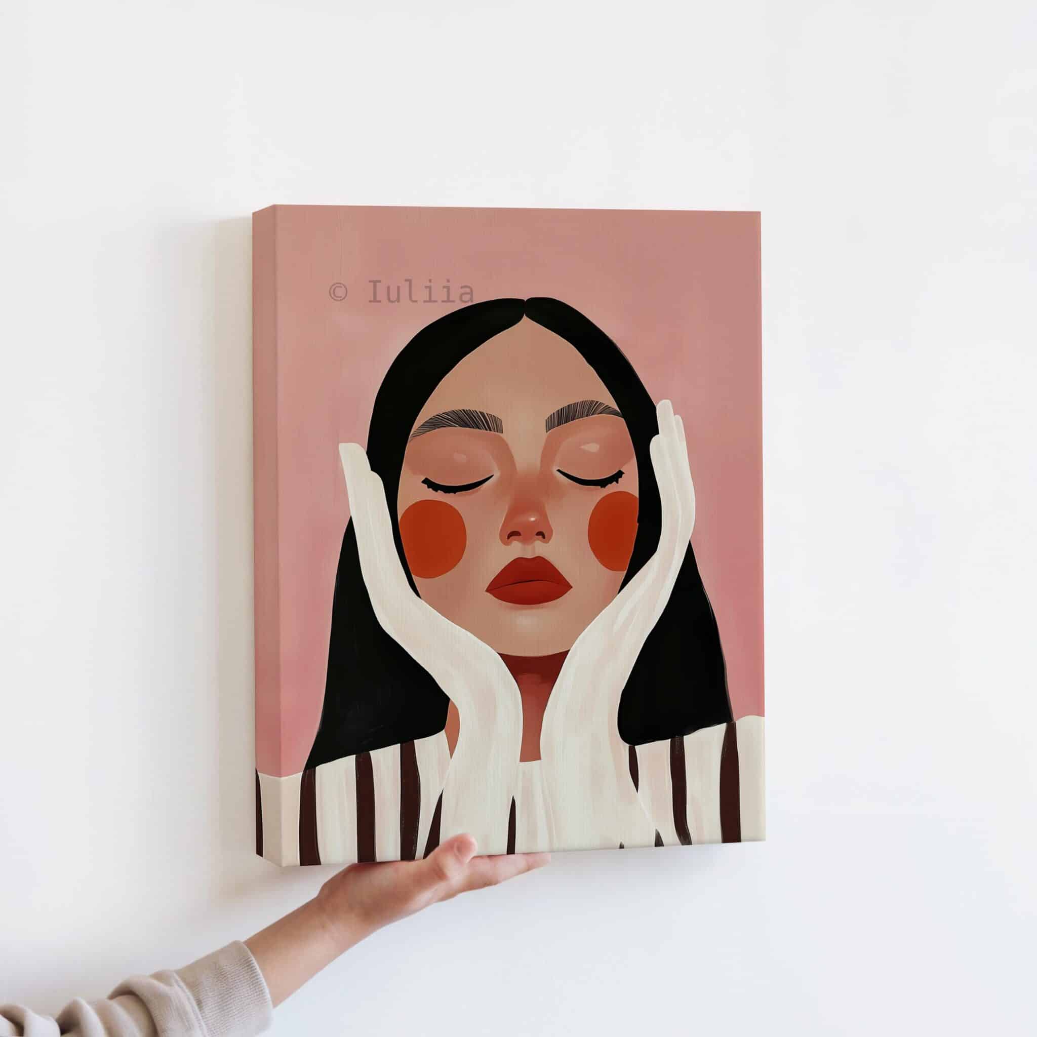 Contemporary Portrait Canvas Set of 3 Art, Blush Daisy Triptych, Feminine Minimalist Artwork, Quiet Luxury Bedroom Decor - photo #10
