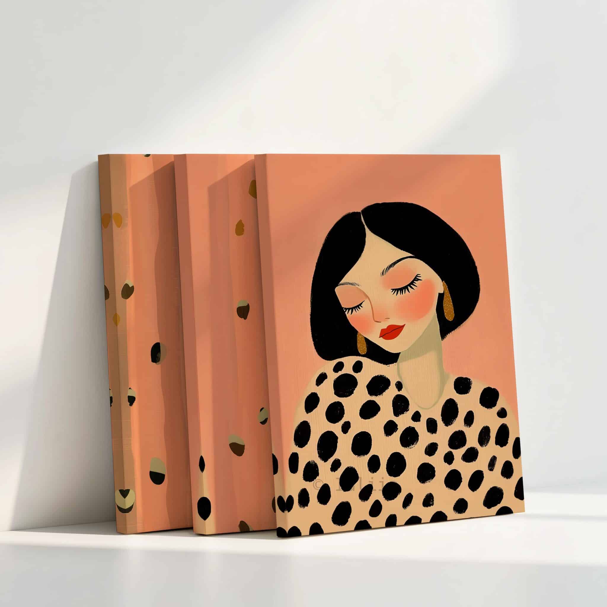 Stylish Woman Art Three Panels Canvas, Minimalist Portrait Triptych, Blush Pink Contemporary Set of 3 Wall Decor, Parisian Bedroom Style - photo #4