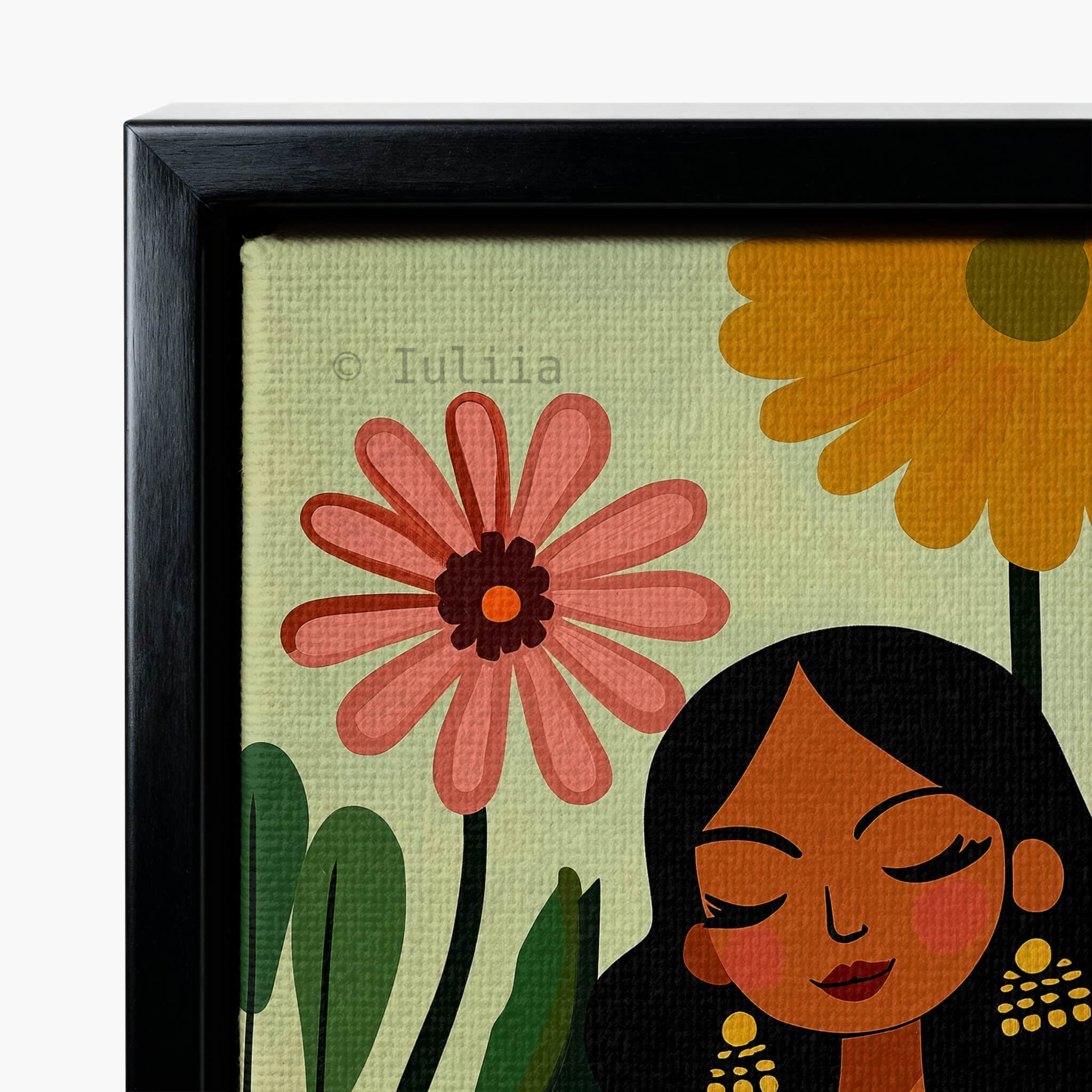 Stylish Woman Canvas, Floral Portrait Illustration Artwork, Contemporary Gallery Wall Art, Elegant Feminine Decor, Living Room Accent - photo #9