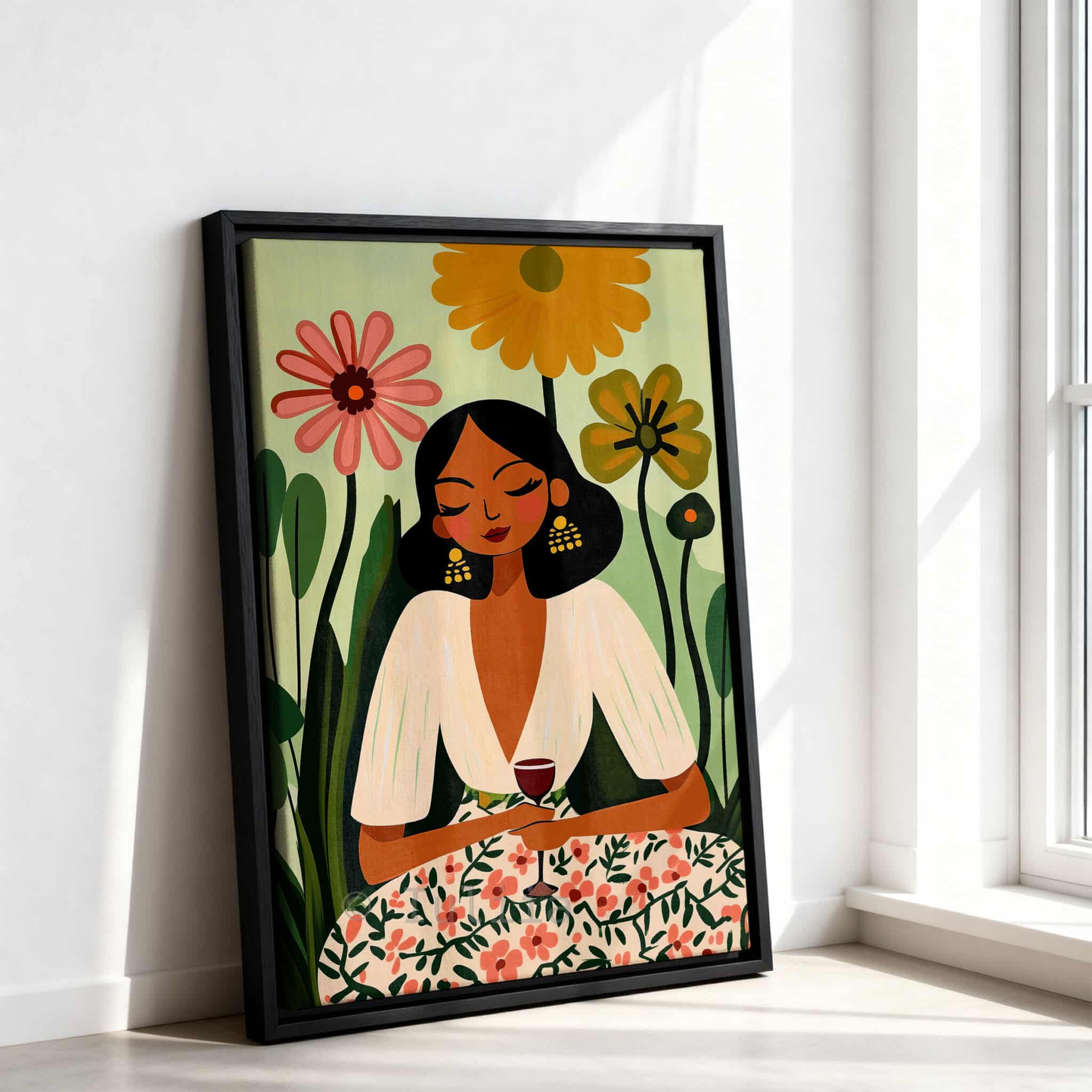 Stylish Woman Canvas, Floral Portrait Illustration Artwork, Contemporary Gallery Wall Art, Elegant Feminine Decor, Living Room Accent - photo #10