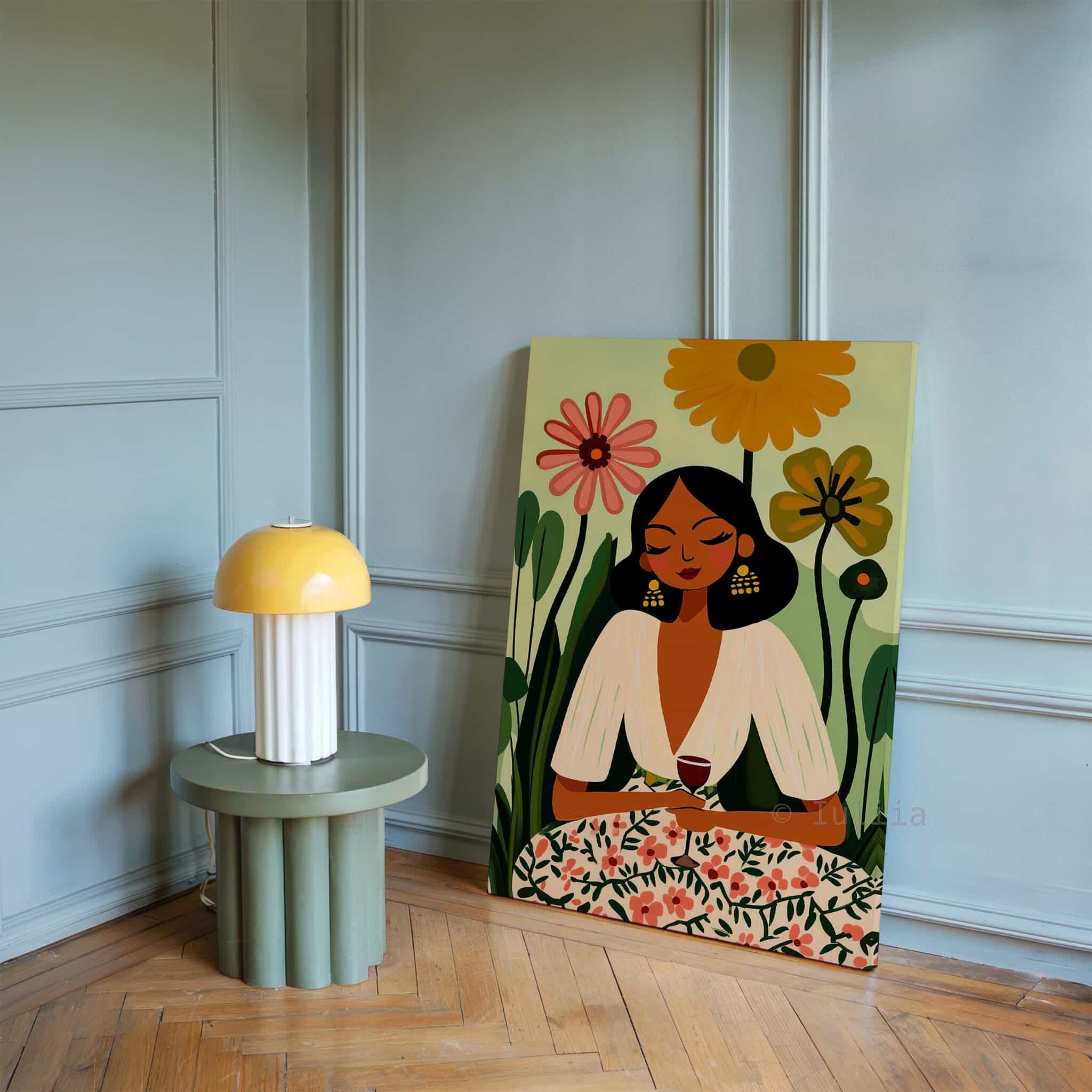 Stylish Woman Canvas, Floral Portrait Illustration Artwork, Contemporary Gallery Wall Art, Elegant Feminine Decor, Living Room Accent - photo #16