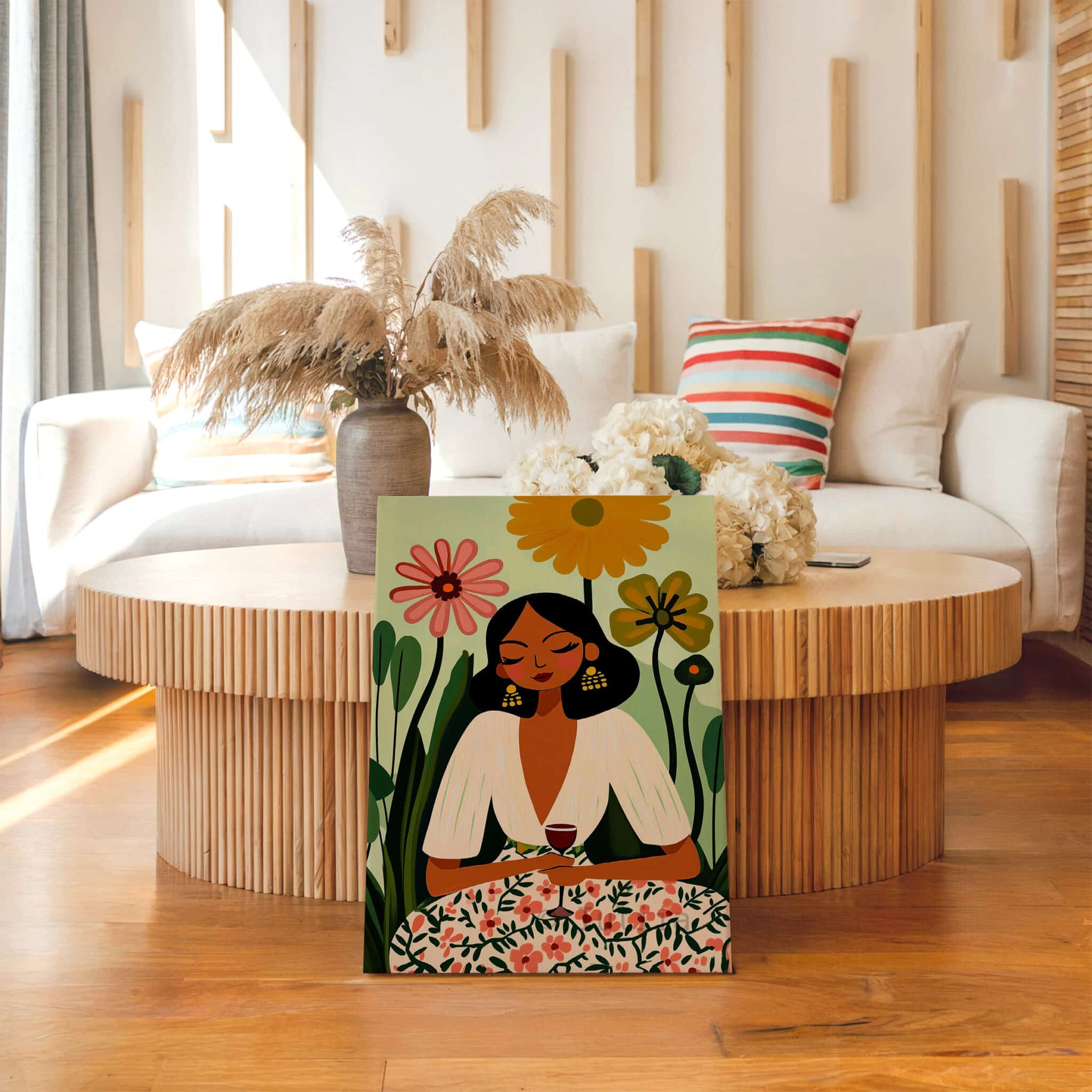 Stylish Woman Canvas, Floral Portrait Illustration Artwork, Contemporary Gallery Wall Art, Elegant Feminine Decor, Living Room Accent - photo #13