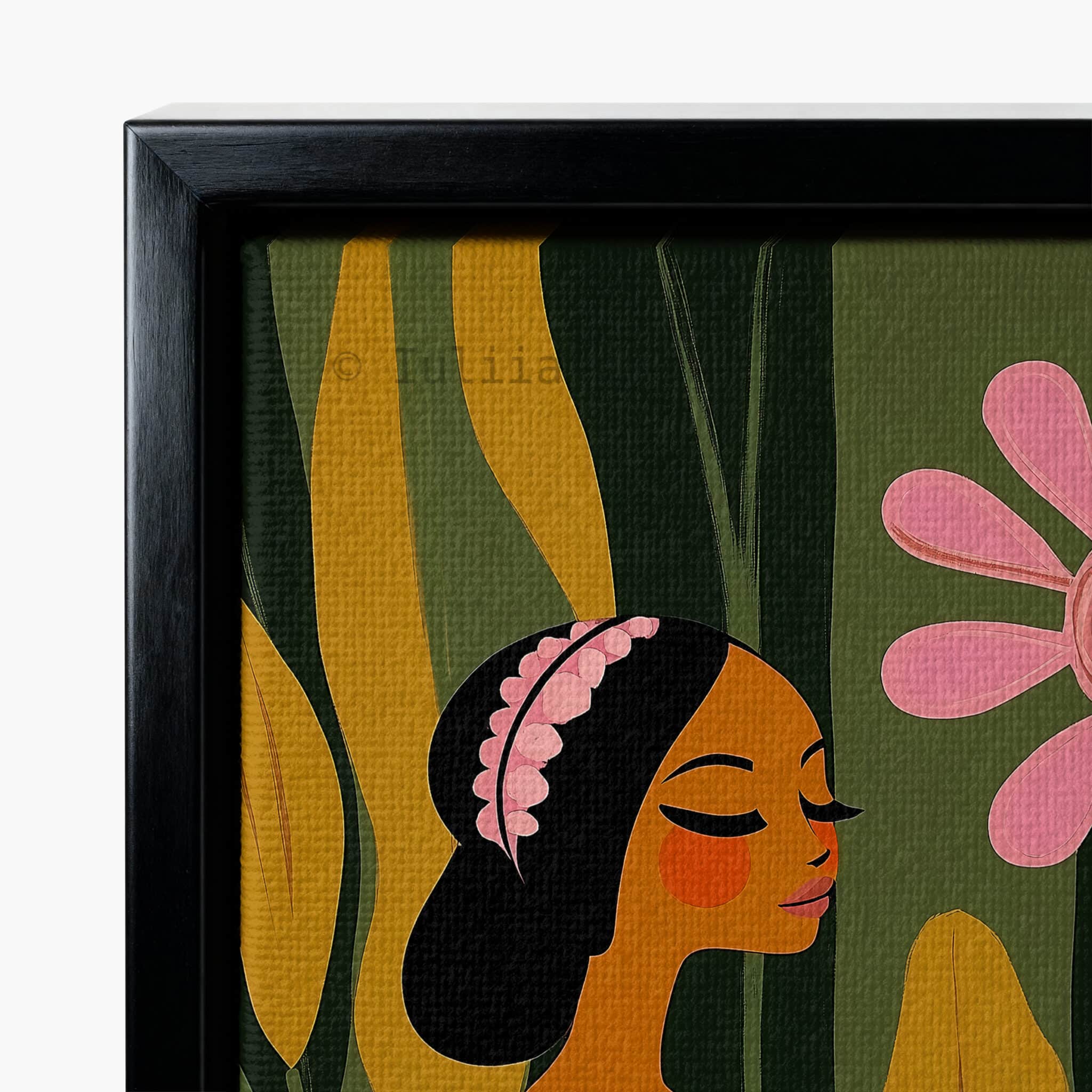 Feminine Portrait Print on Canvas, Elegant Floral Woman Illustration Art, Soft Luxury Wall Decor, Contemporary Bedroom Artwork, Botanical Accent - photo #9