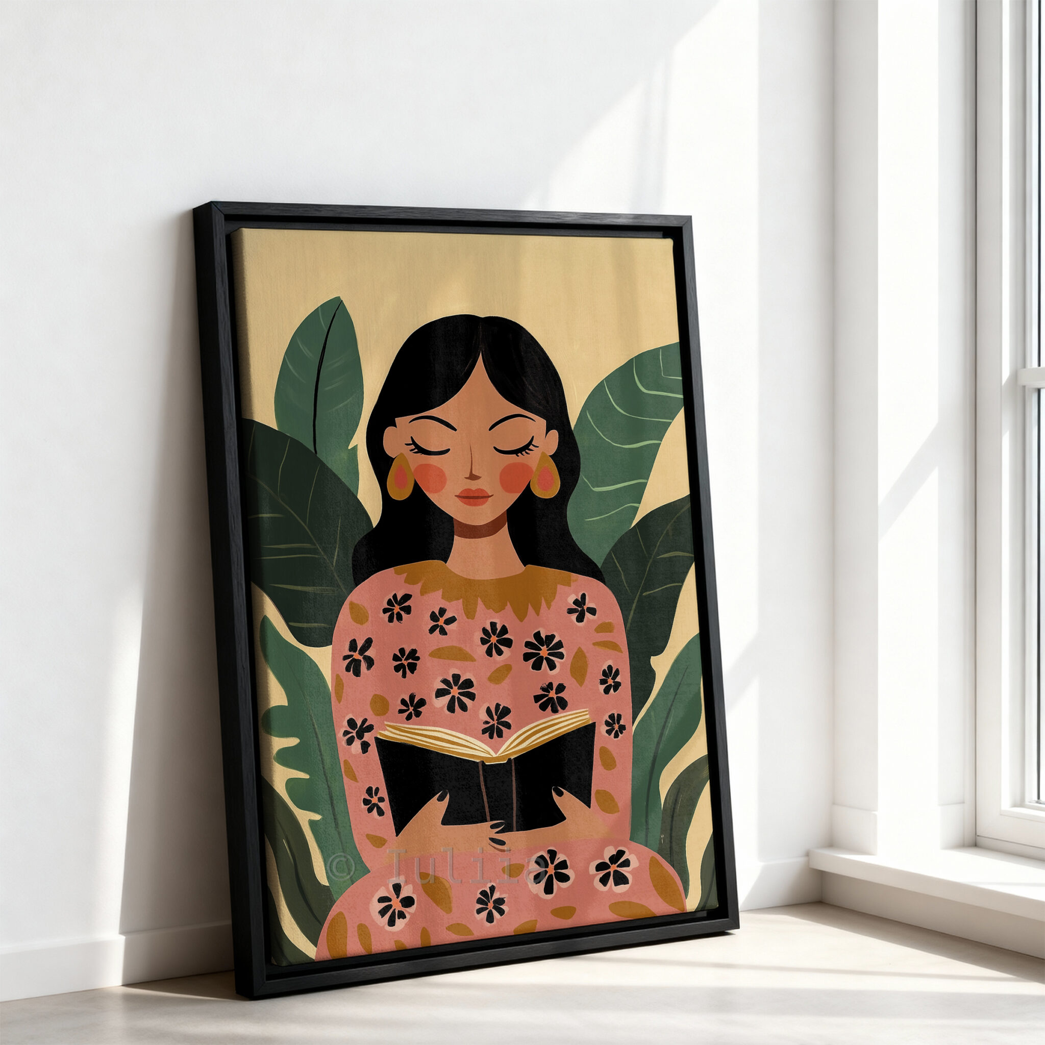 Reading Woman Canvas, Botanical Female Portrait Artwork Illustration, Home Library Decor, Contemporary Literary Wall Art, Peaceful Bedroom Accent - photo #10