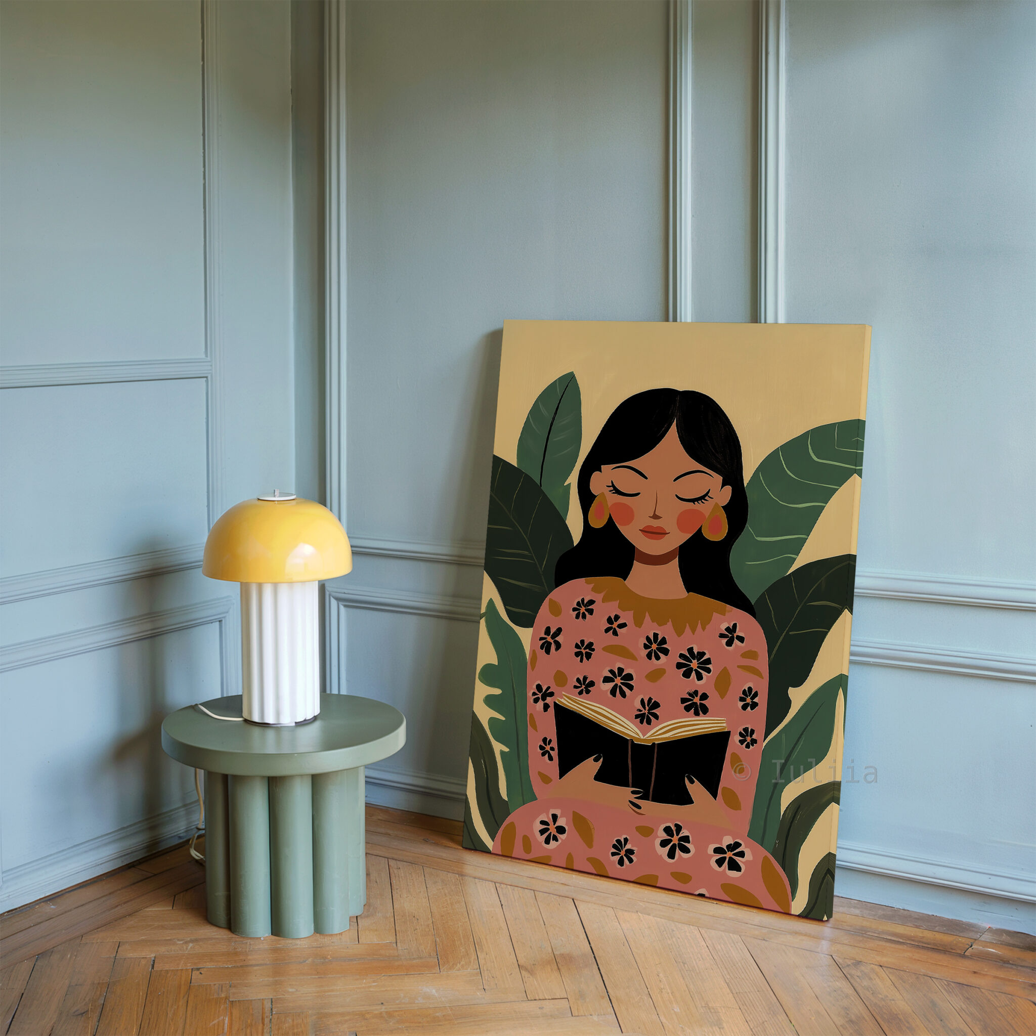 Reading Woman Canvas, Botanical Female Portrait Artwork Illustration, Home Library Decor, Contemporary Literary Wall Art, Peaceful Bedroom Accent - photo #16