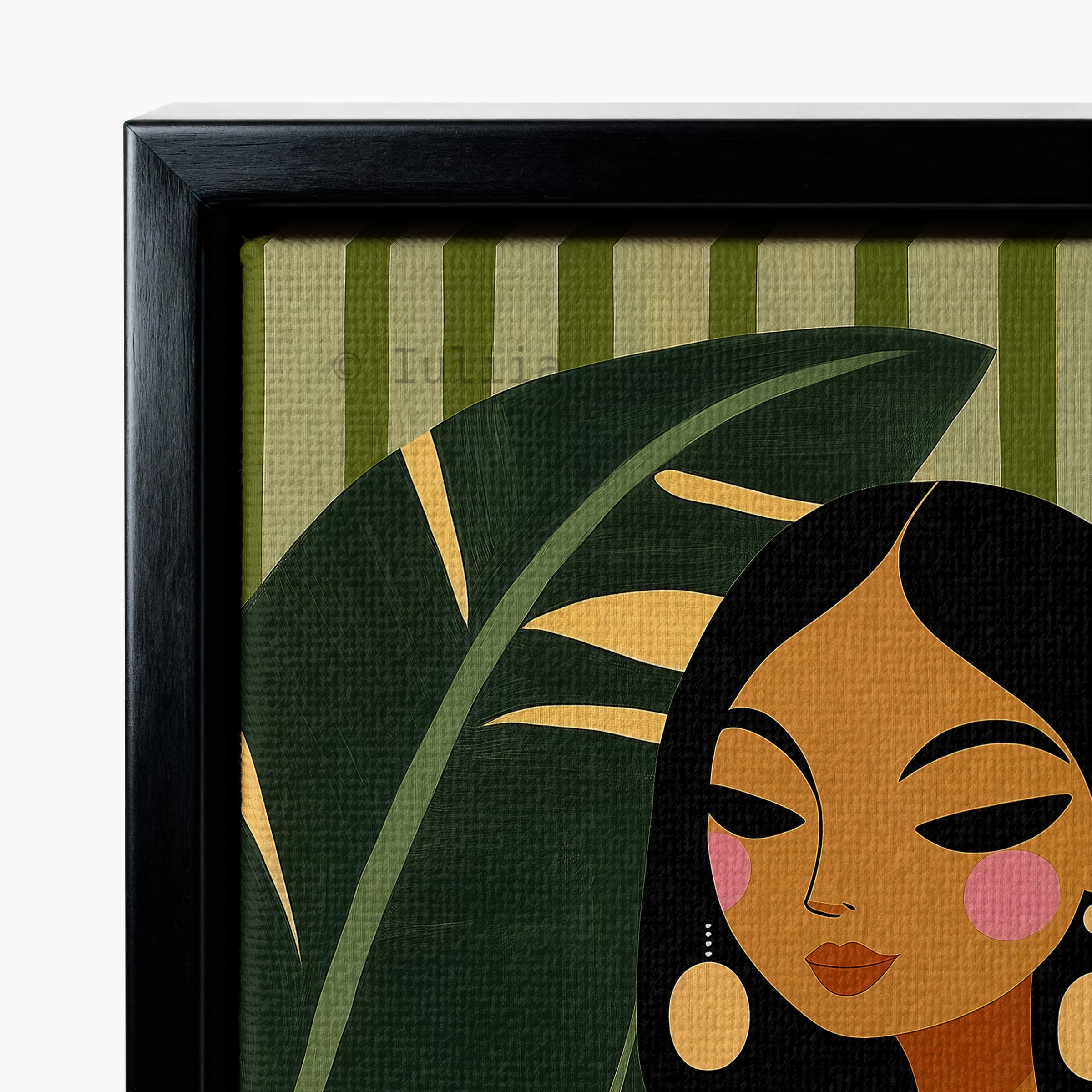 Plant Lover Canvas, Botanical Woman Portrait with Houseplants Artwork, Indoor Plant Decor, Contemporary Green Wall Art, Living Room Accent - photo #9