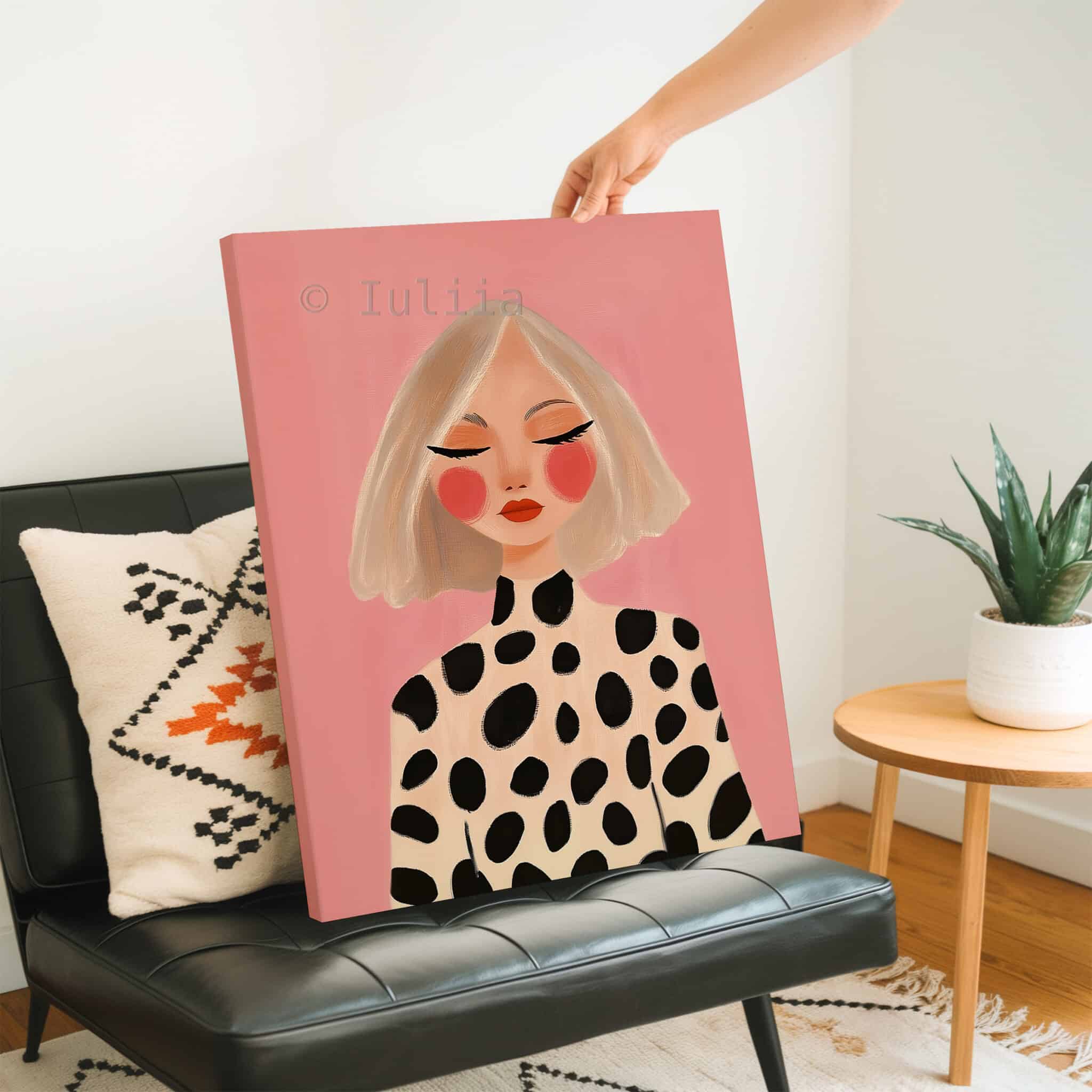 Fashion Portrait Canvas, Modern Blonde Woman Print Artwork, Pink Editorial Wall Art, Chic Feminine Decor for Bedroom Beauty Studio - photo #2