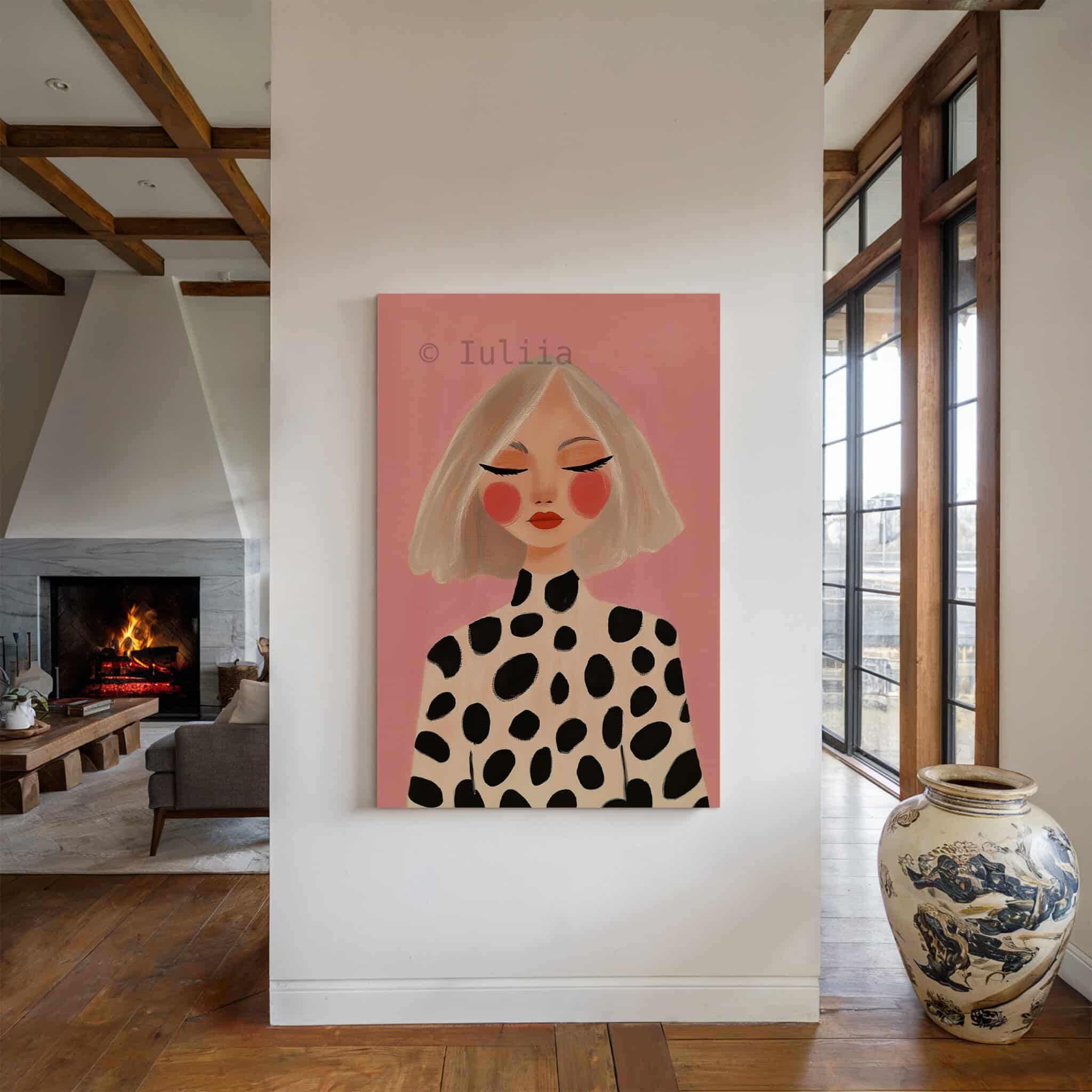 Fashion Portrait Canvas, Modern Blonde Woman Print Artwork, Pink Editorial Wall Art, Chic Feminine Decor for Bedroom Beauty Studio - photo #4