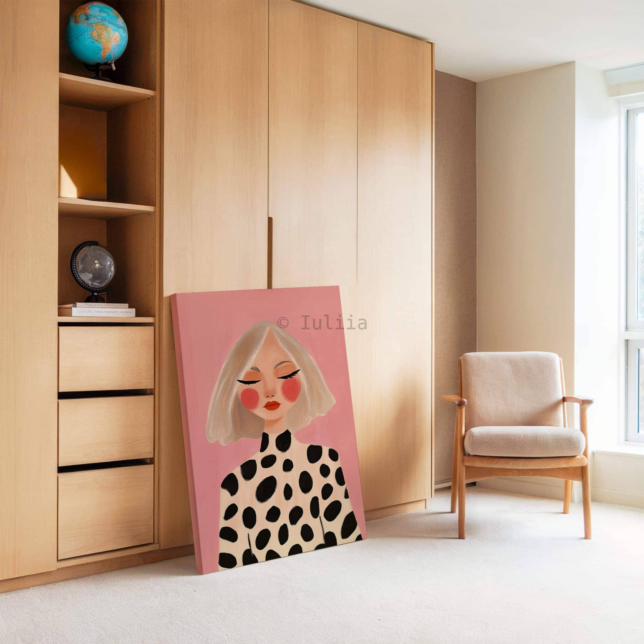 Fashion Portrait Canvas, Modern Blonde Woman Print Artwork, Pink Editorial Wall Art, Chic Feminine Decor for Bedroom Beauty Studio - photo #3