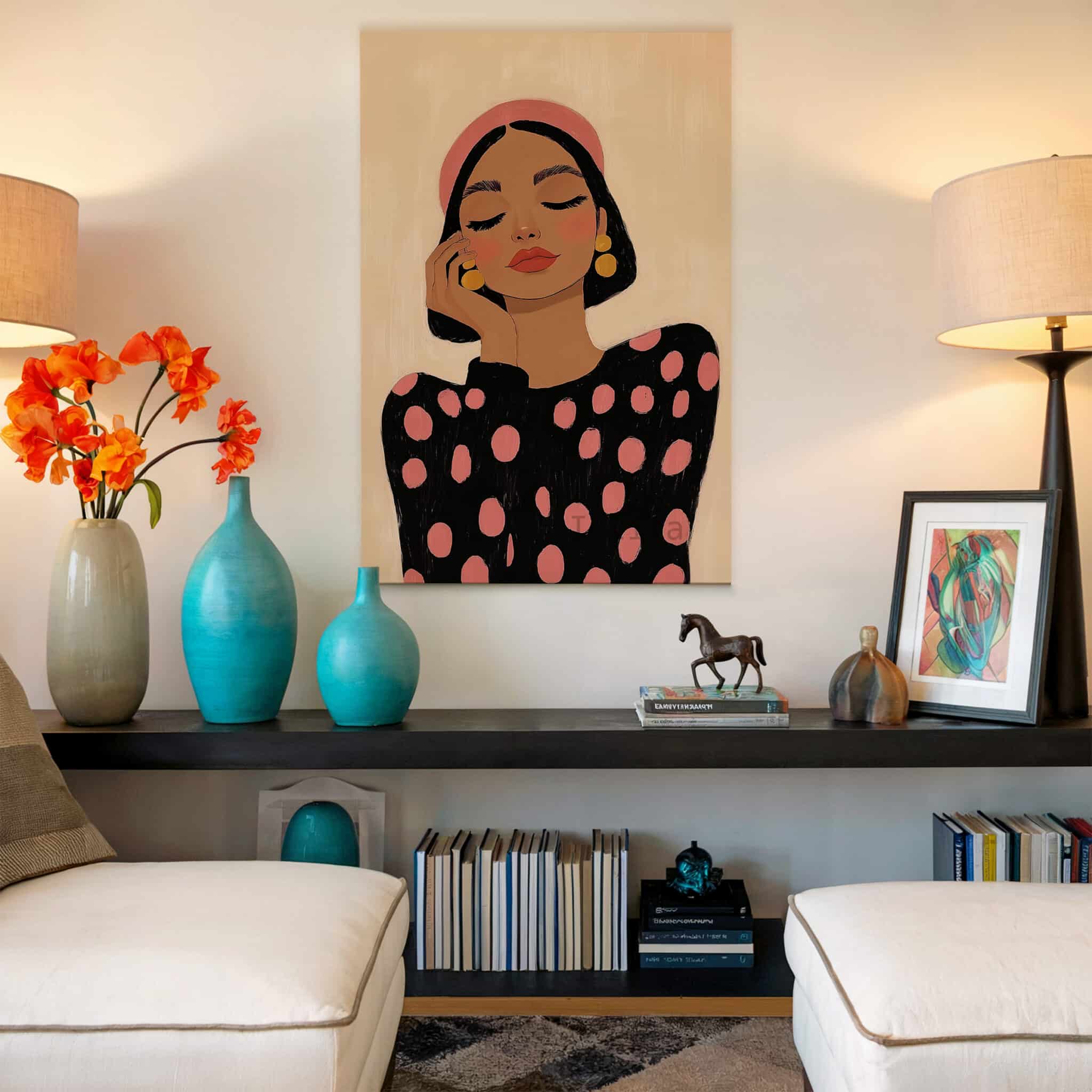 Fashion Illustration Canvas, Chic Woman Portrait Artwork, Modern Editorial Wall Decor, Feminine Living Room Statement Piece - photo #17
