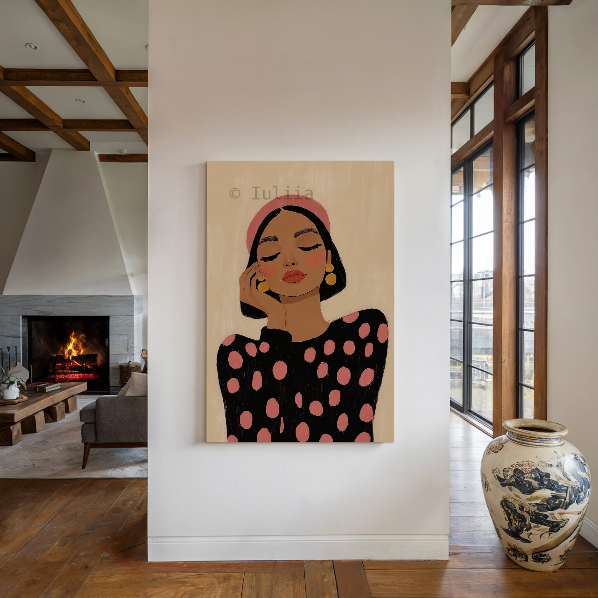 Fashion Illustration Canvas, Chic Woman Portrait Artwork, Modern Editorial Wall Decor, Feminine Living Room Statement Piece - photo #4