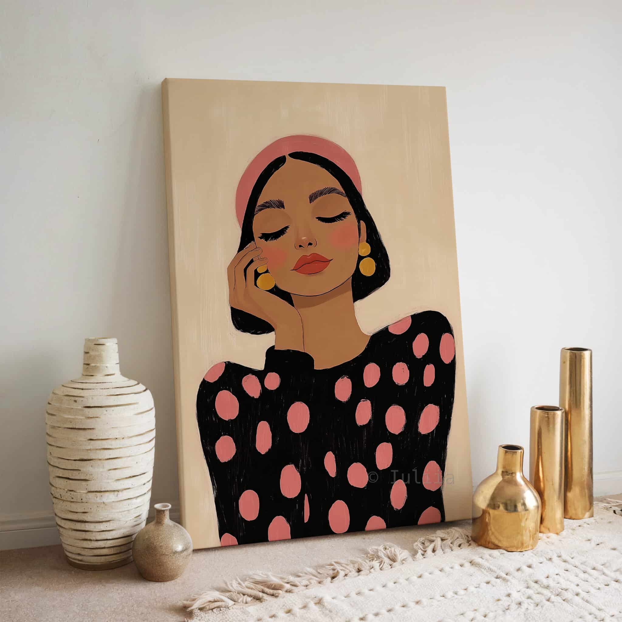 Fashion Illustration Canvas, Chic Woman Portrait Artwork, Modern Editorial Wall Decor, Feminine Living Room Statement Piece - photo #6
