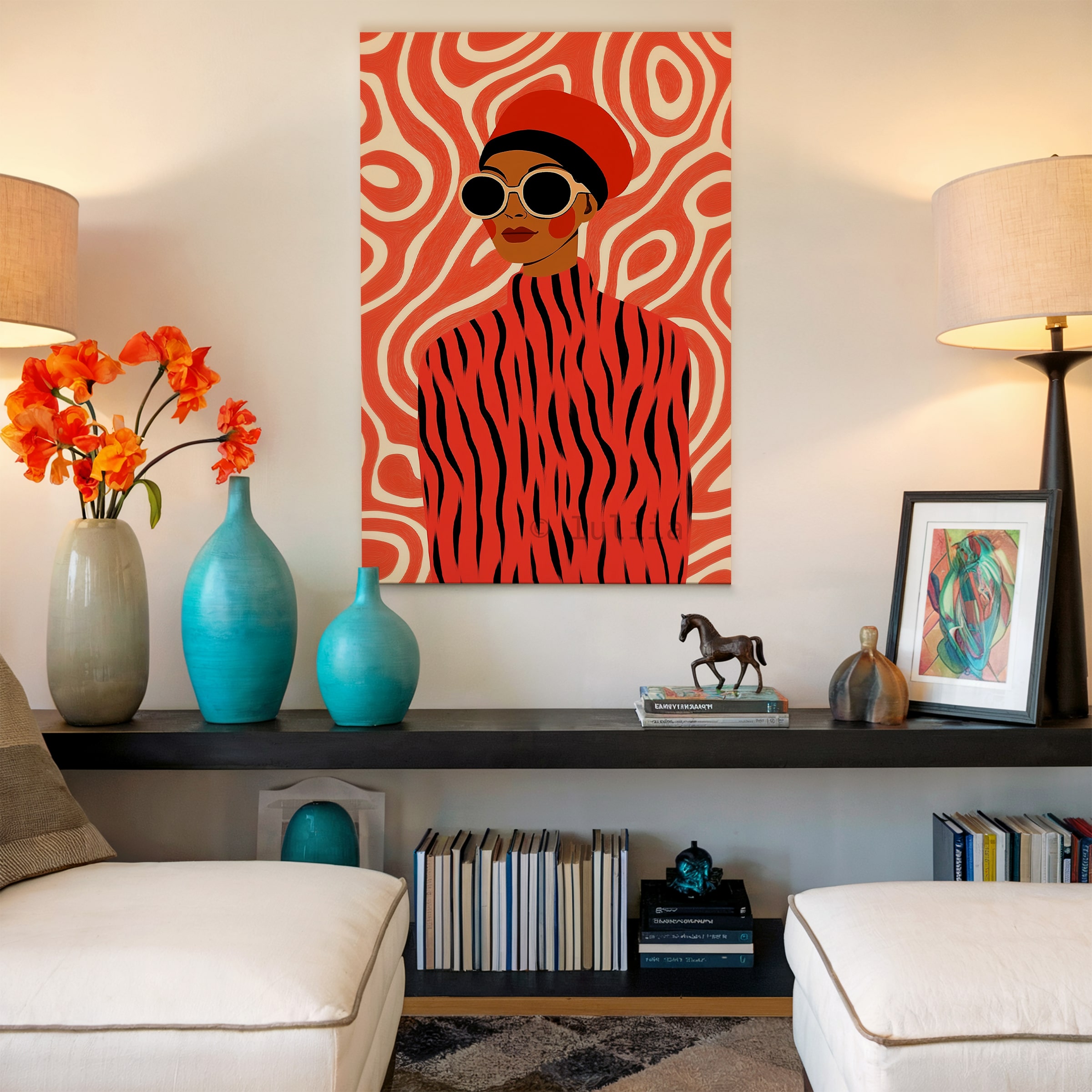 Modern Fashion Illustration Canvas, Editorial Woman Portrait Artwork, Bold Red Fashion Wall Art, Contemporary Living Room Bedroom Decor - photo #17