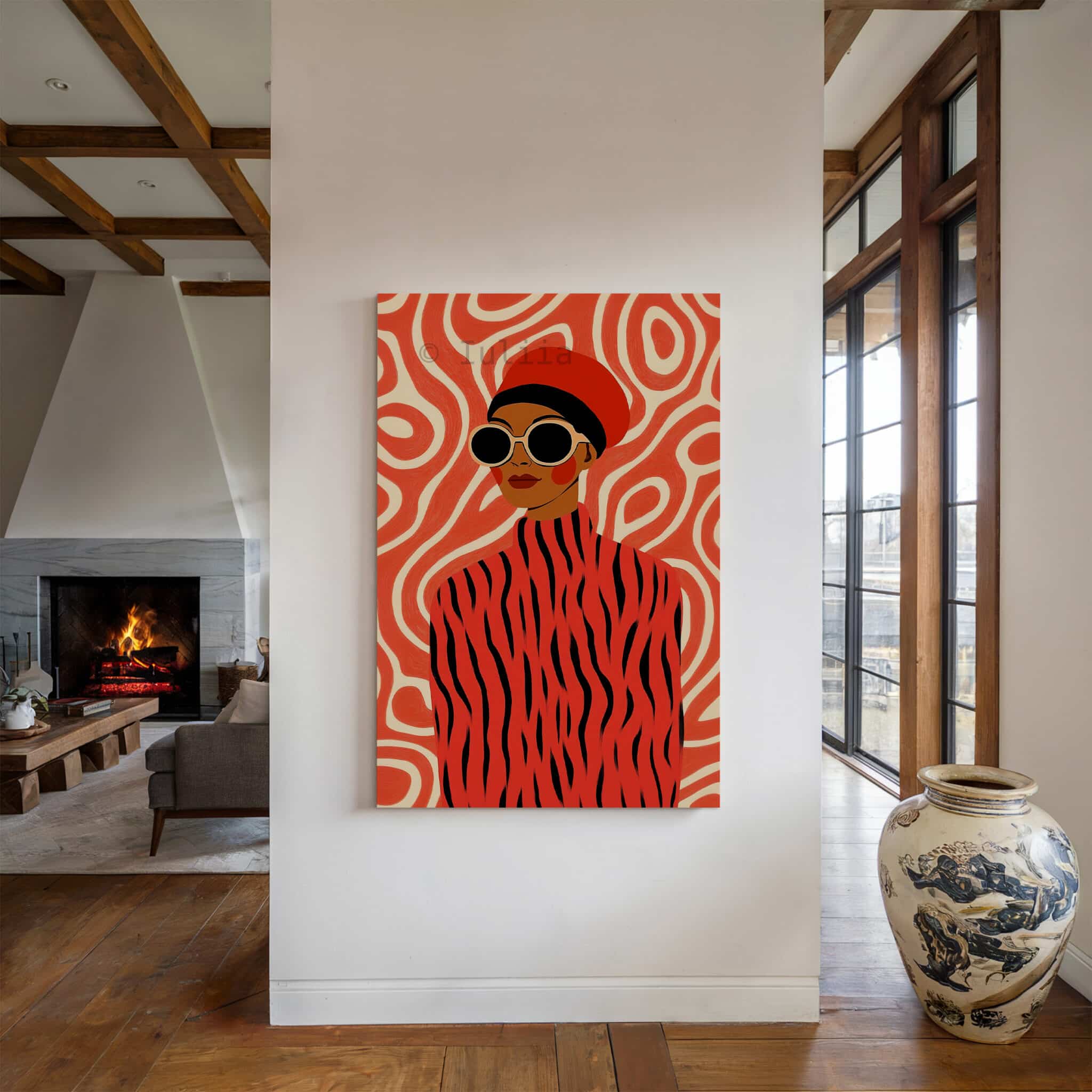 Modern Fashion Illustration Canvas, Editorial Woman Portrait Artwork, Bold Red Fashion Wall Art, Contemporary Living Room Bedroom Decor - photo #4