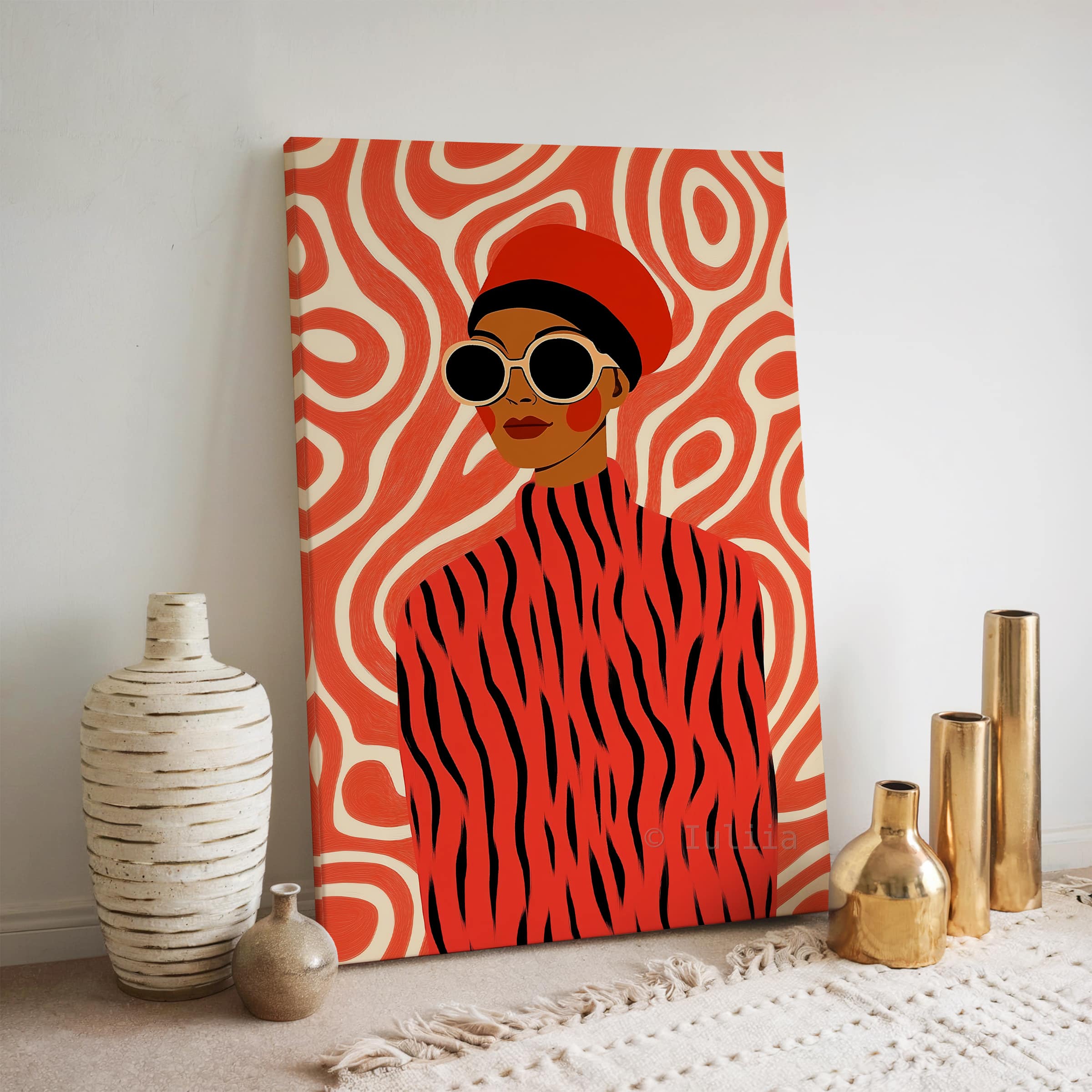 Modern Fashion Illustration Canvas, Editorial Woman Portrait Artwork, Bold Red Fashion Wall Art, Contemporary Living Room Bedroom Decor - photo #6