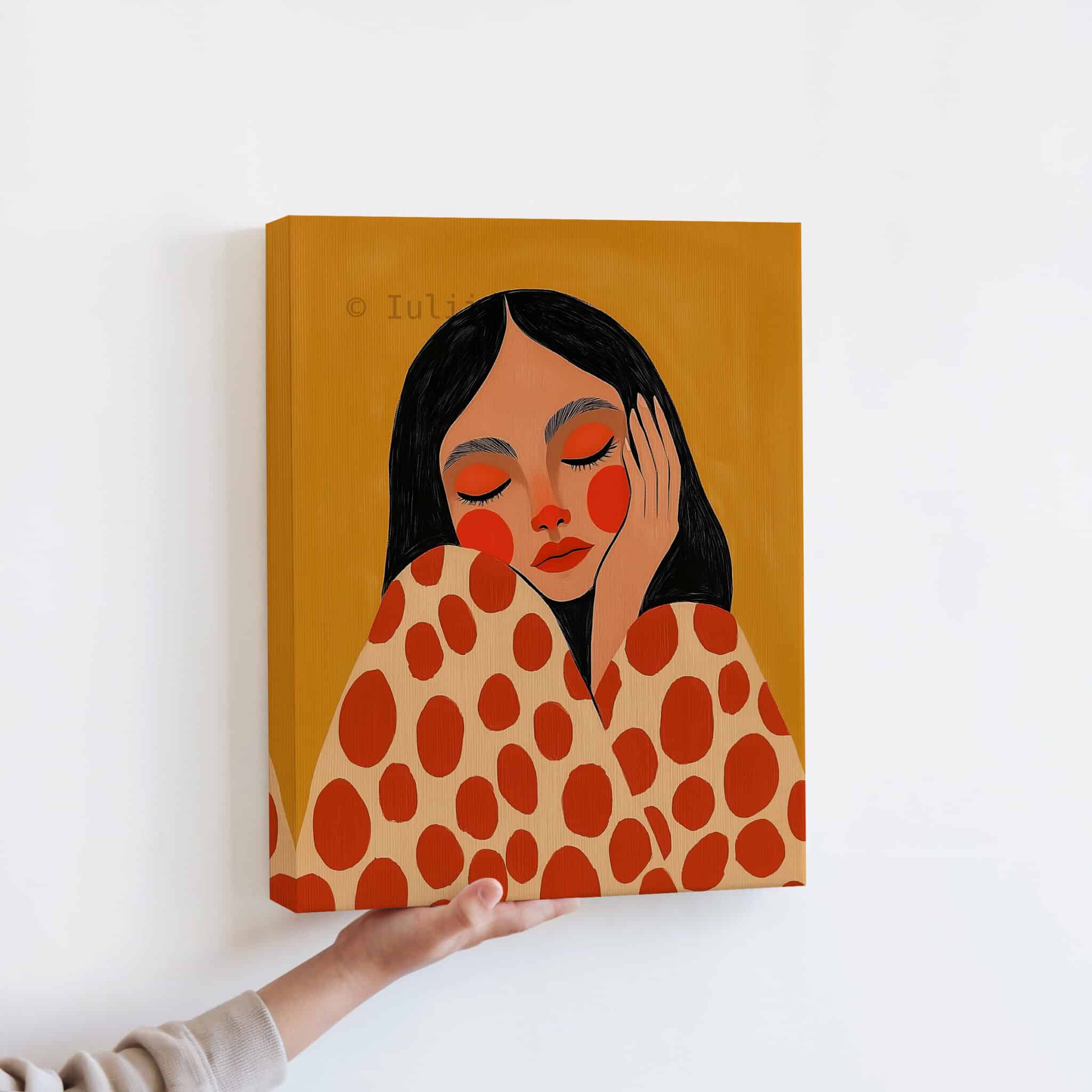 Canvas Gallery Portrait Art, Contemporary Female Illustration in Warm Terracotta Tones, Modern Wall Decor for Living Room Bedroom - photo #12