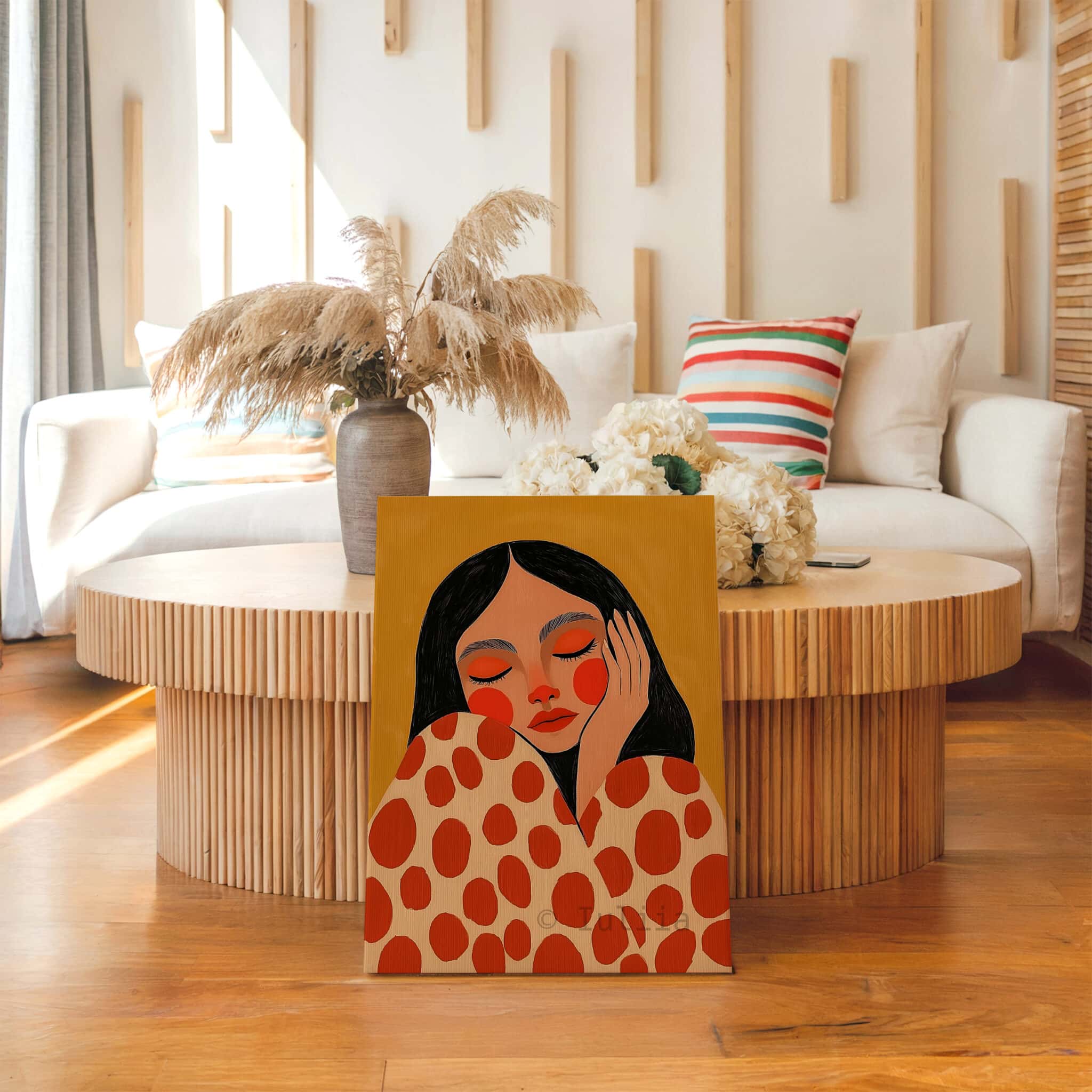 Canvas Gallery Portrait Art, Contemporary Female Illustration in Warm Terracotta Tones, Modern Wall Decor for Living Room Bedroom - photo #13