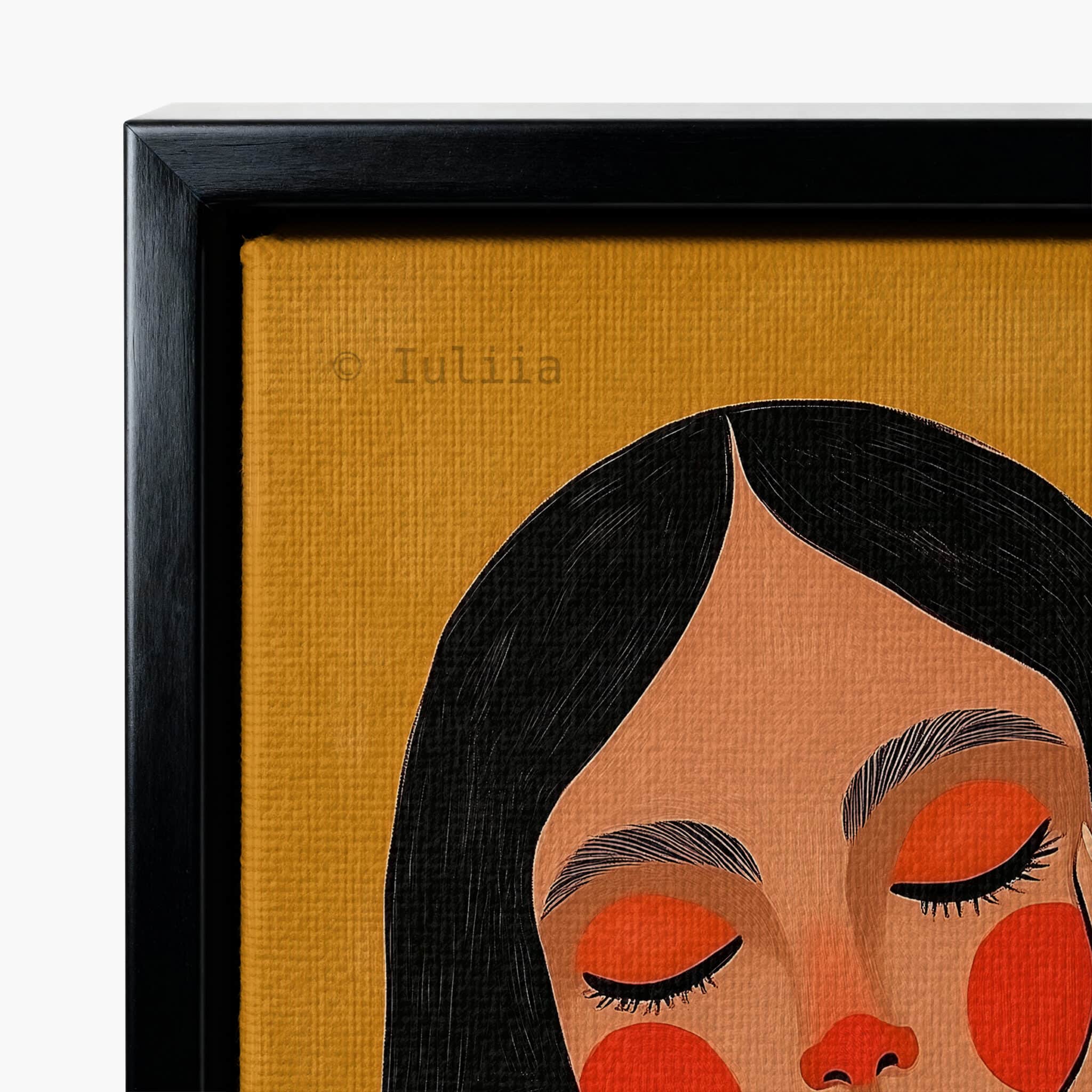 Canvas Gallery Portrait Art, Contemporary Female Illustration in Warm Terracotta Tones, Modern Wall Decor for Living Room Bedroom - photo #9