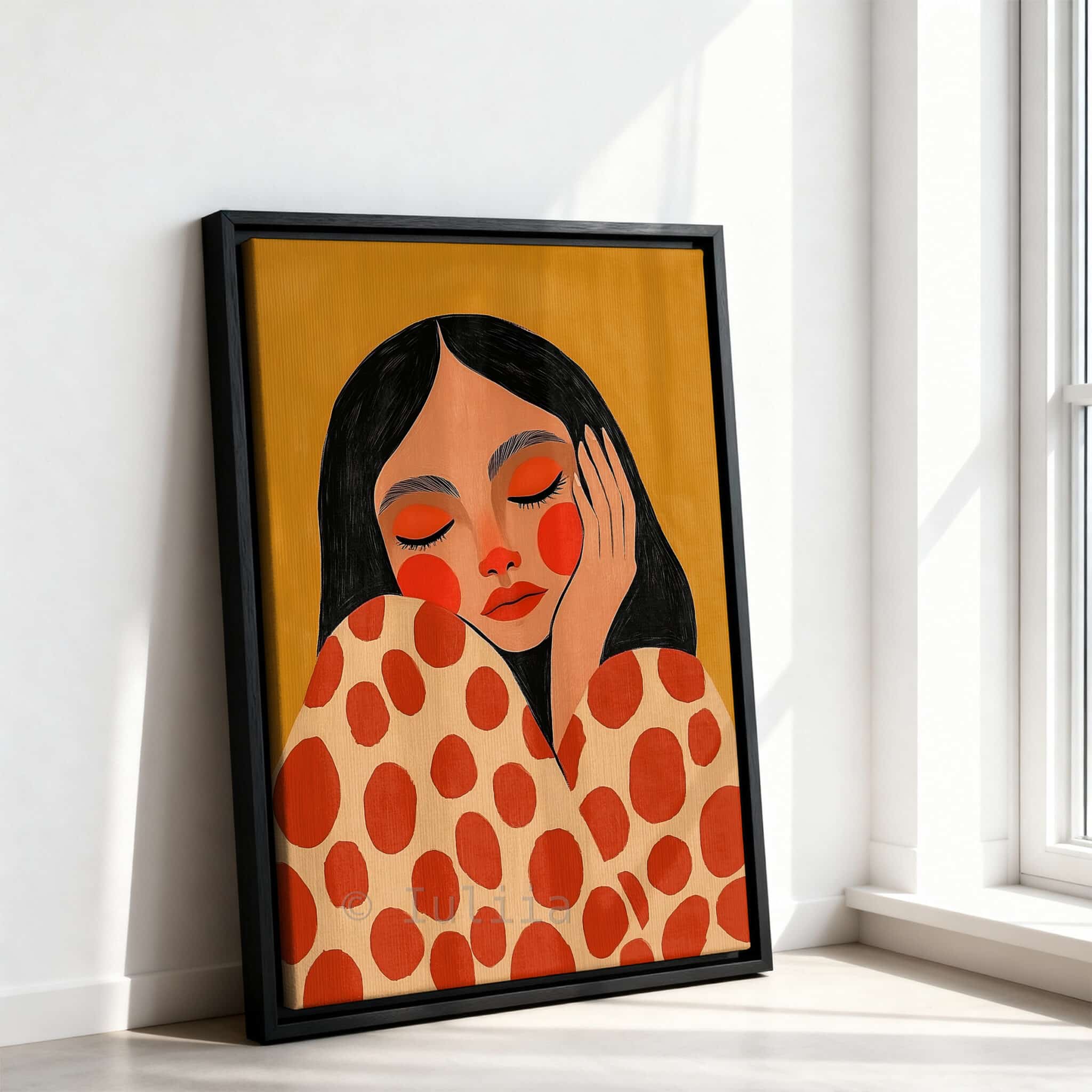Canvas Gallery Portrait Art, Contemporary Female Illustration in Warm Terracotta Tones, Modern Wall Decor for Living Room Bedroom - photo #10