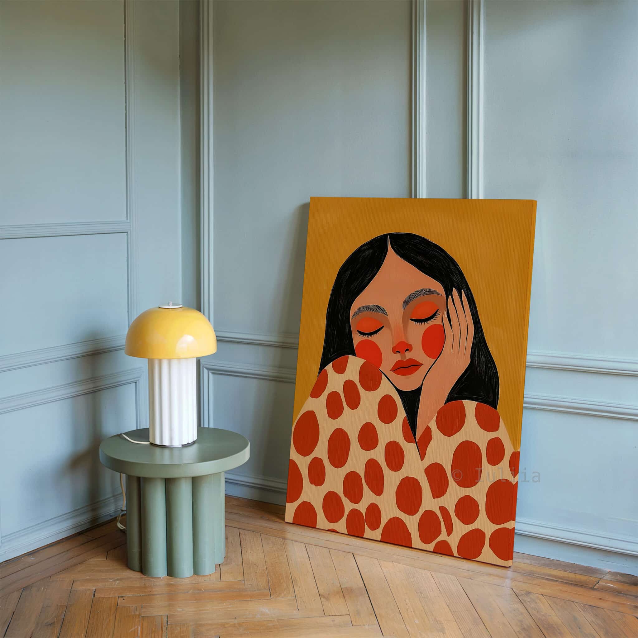 Canvas Gallery Portrait Art, Contemporary Female Illustration in Warm Terracotta Tones, Modern Wall Decor for Living Room Bedroom - photo #16