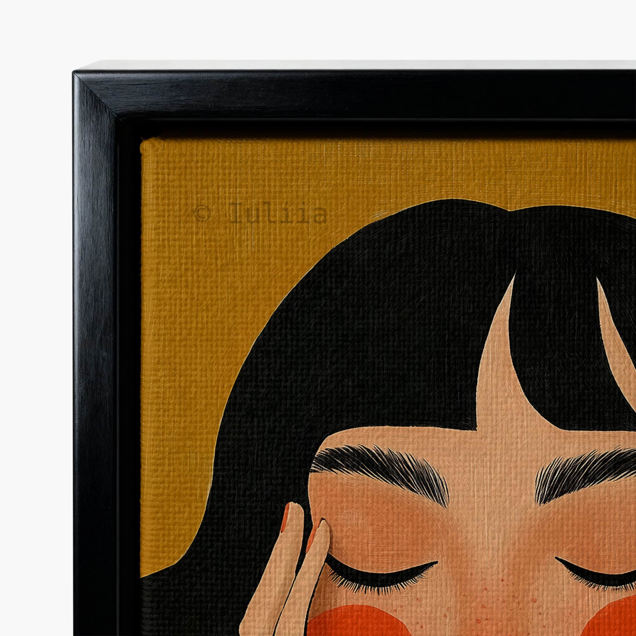 Canvas Expressive Figure Print, Serene Woman Portrait in Warm Orange Tones, Designer Artwork for Contemporary Home - photo #9