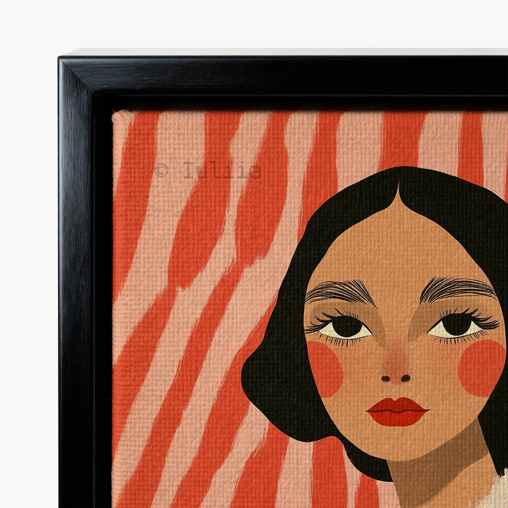 Canvas Boutique Wall Art, Modern Female Portrait Print with Coral Abstract Background, Contemporary Fashion Decor for Bedroom Studio - photo #9