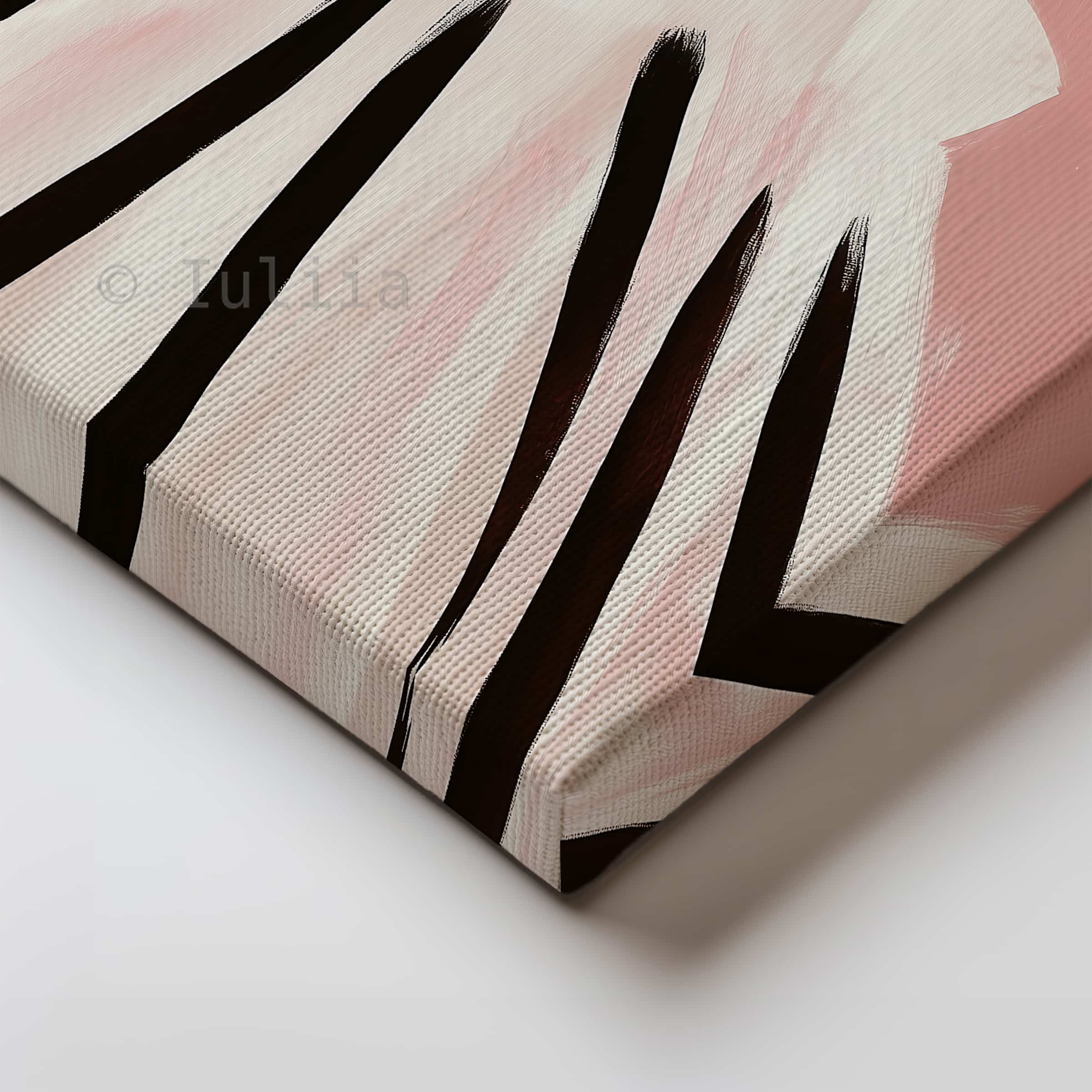 Canvas Elegant Portrait Art, Modern Feminine Wall Decor with Graphic Stripes, Chic Fashion Illustration for Bedroom, Beauty Studio - photo #1