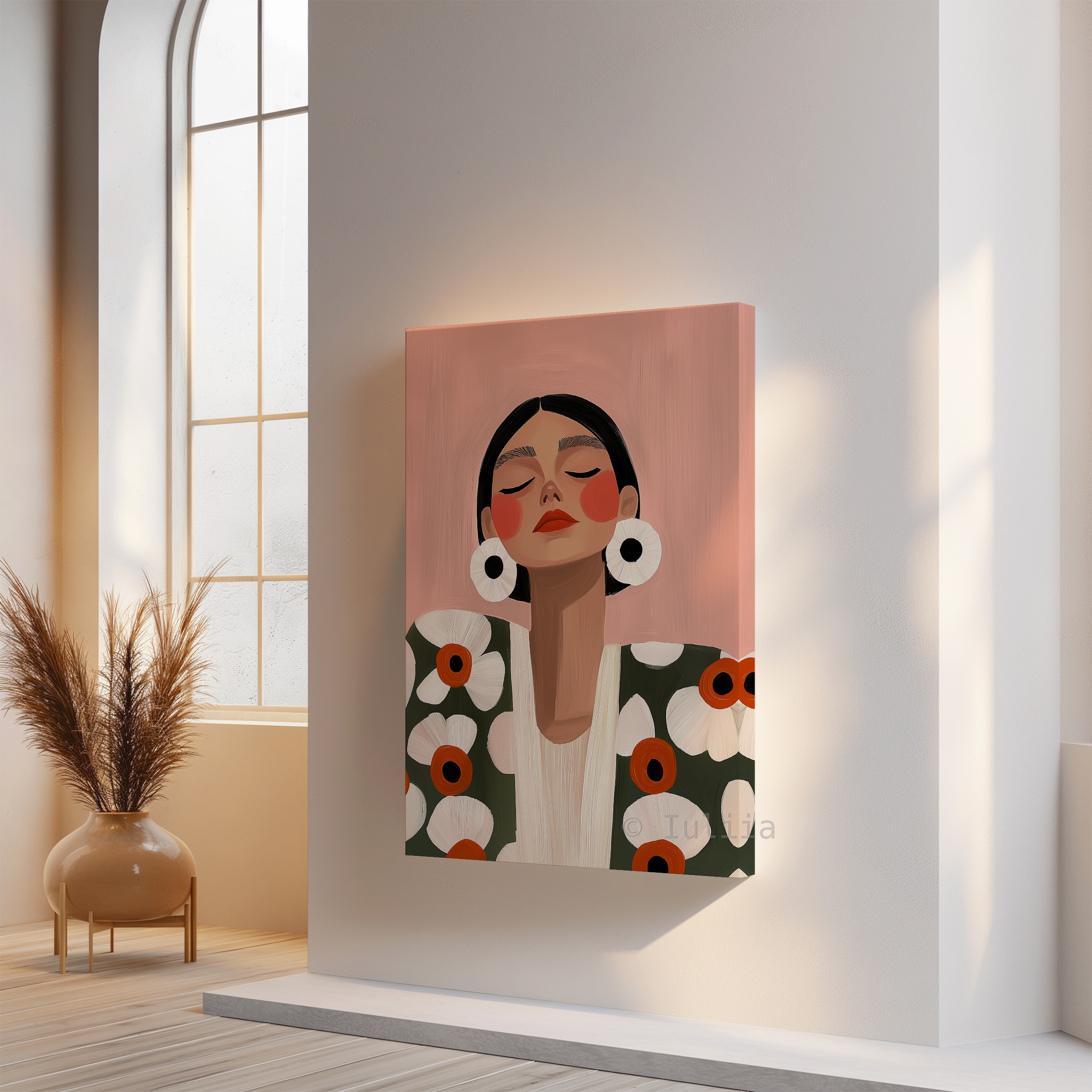 Canvas Botanical Portrait Art, Modern Floral Woman Illustration, Contemporary Feminine Wall Decor for Bedroom, Living Room and Studio - photo #14