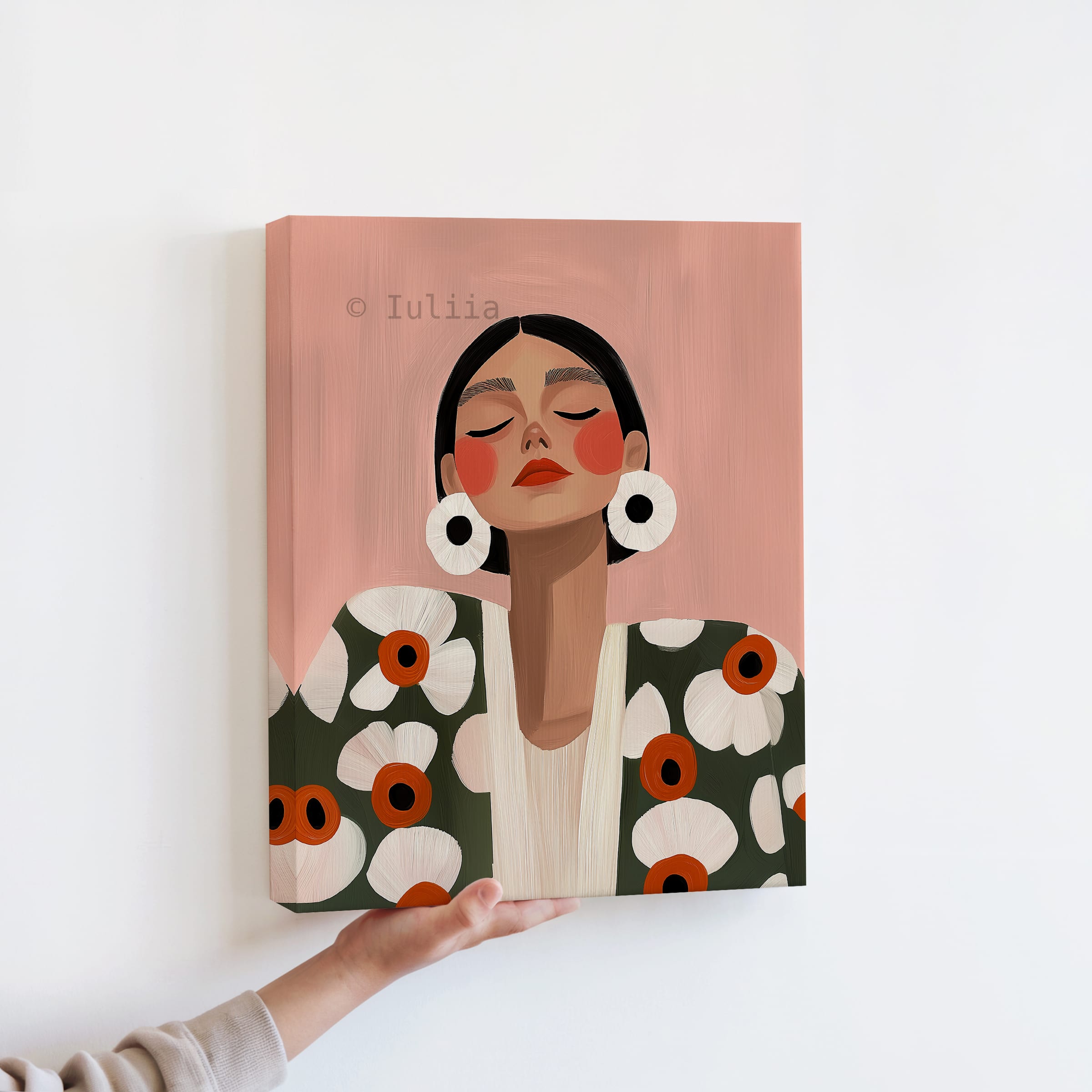 Canvas Botanical Portrait Art, Modern Floral Woman Illustration, Contemporary Feminine Wall Decor for Bedroom, Living Room and Studio - photo #12