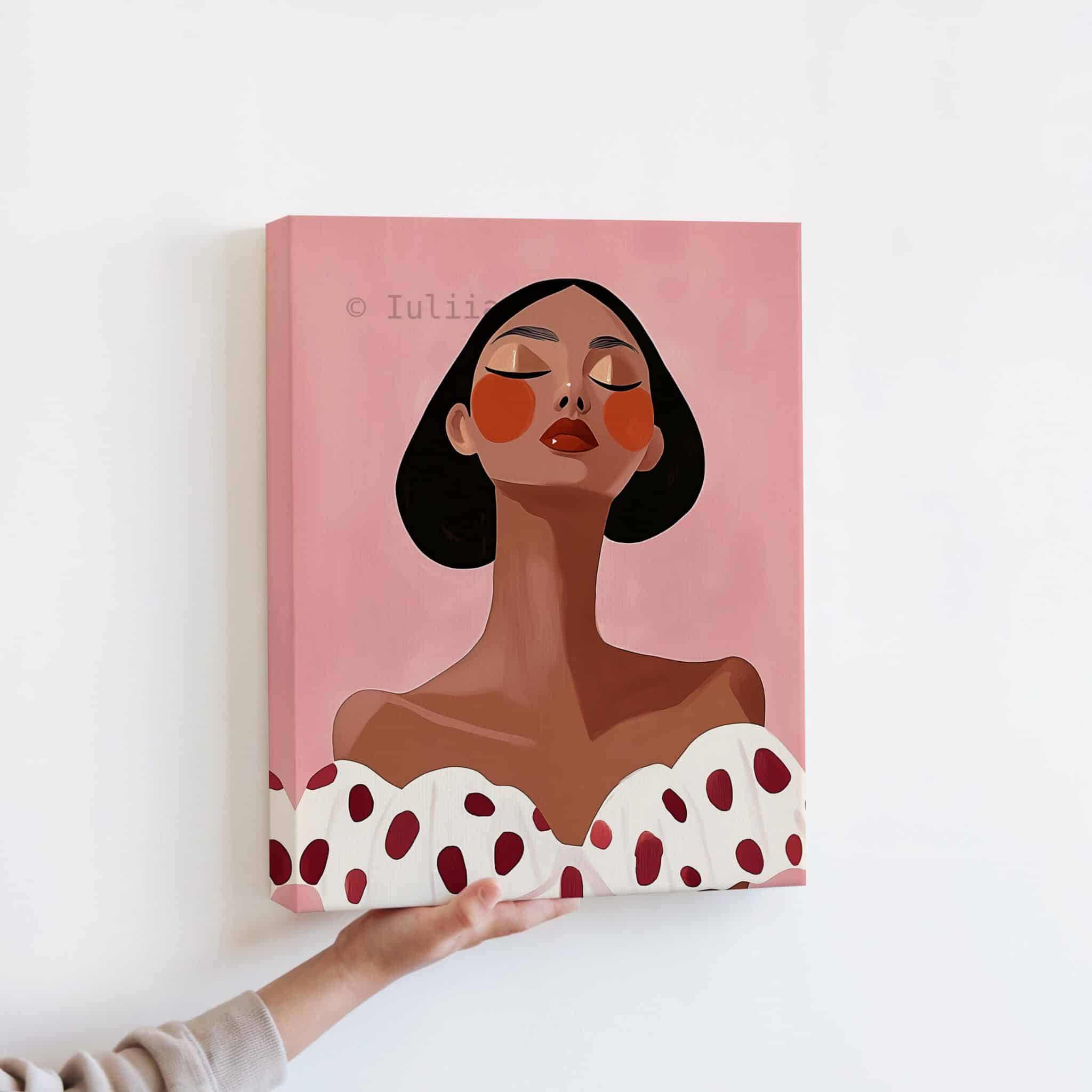 Minimalist Portrait Canvas Triptych, Elegant Woman Set of 3, Blush Pink Contemporary Wall Art, Parisian Apartment Decor - photo #10