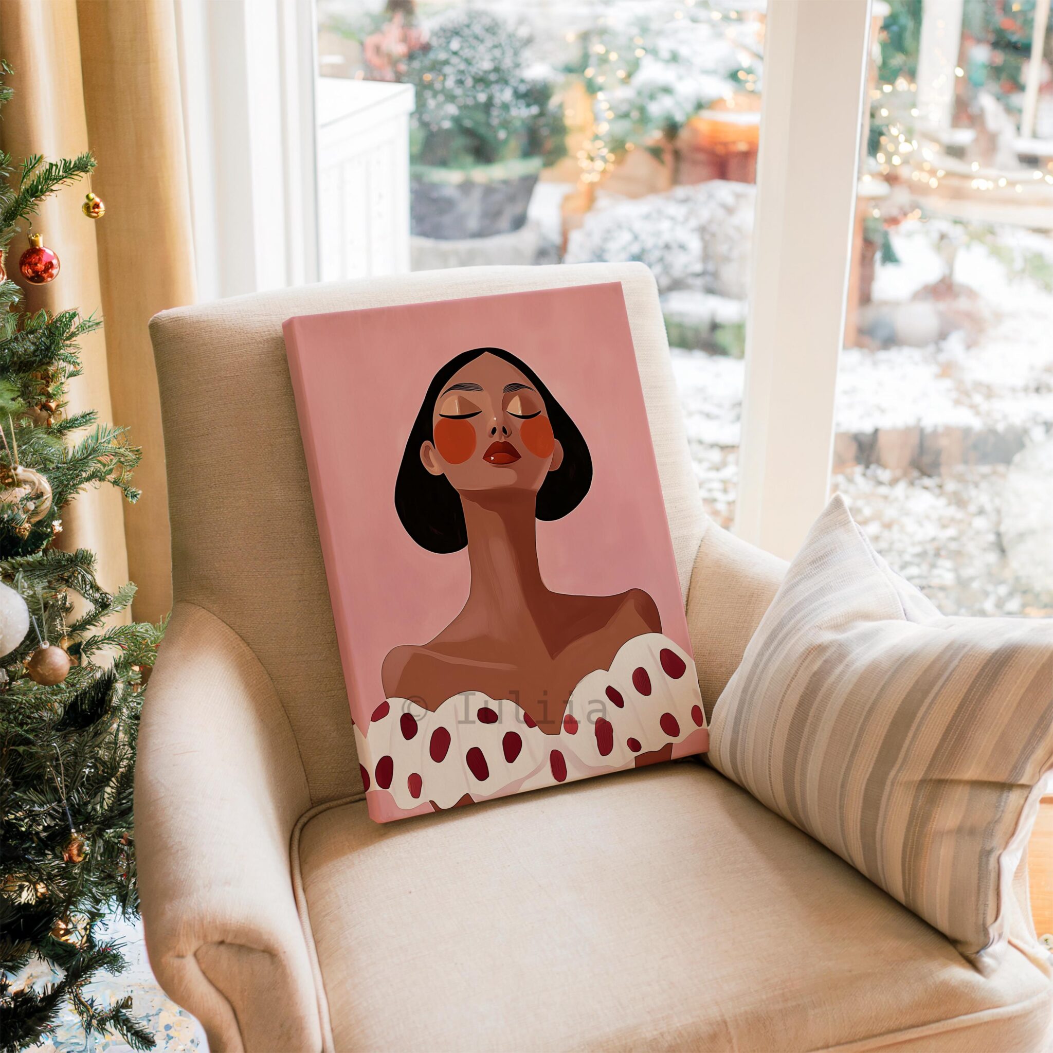 Minimalist Portrait Canvas Triptych, Elegant Woman Set of 3, Blush Pink Contemporary Wall Art, Parisian Apartment Decor - photo #12