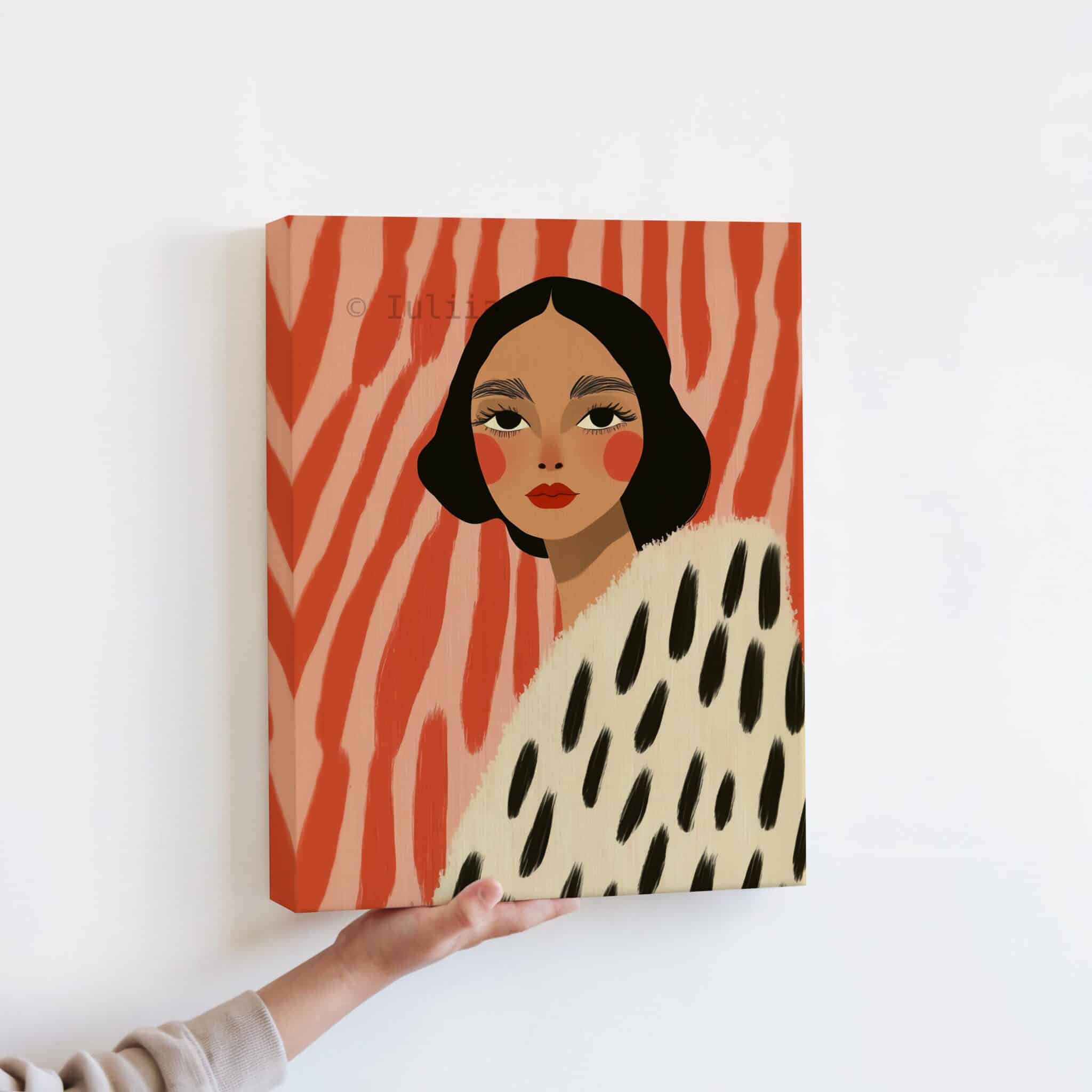 Stylish Woman Canvas Triptych, Contemporary Coral Portrait Set, Botanical Fashion Illustration, Modern Living Room Statement Wall Decor - photo #10