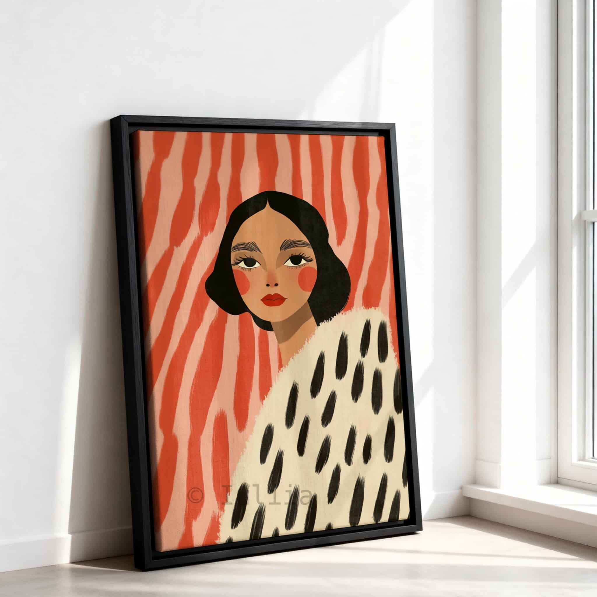 Stylish Woman Canvas Triptych, Contemporary Coral Portrait Set, Botanical Fashion Illustration, Modern Living Room Statement Wall Decor - photo #11