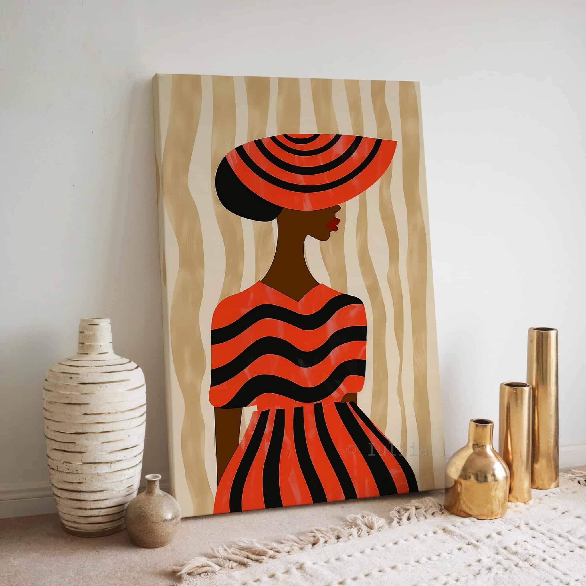 Fashion Illustration Set of 3 Canvas, Modern Woman Portrait Three Panels, Coral Graphic Artwork, Boutique Style Wall Decor for Living Room Bedroom - photo #13
