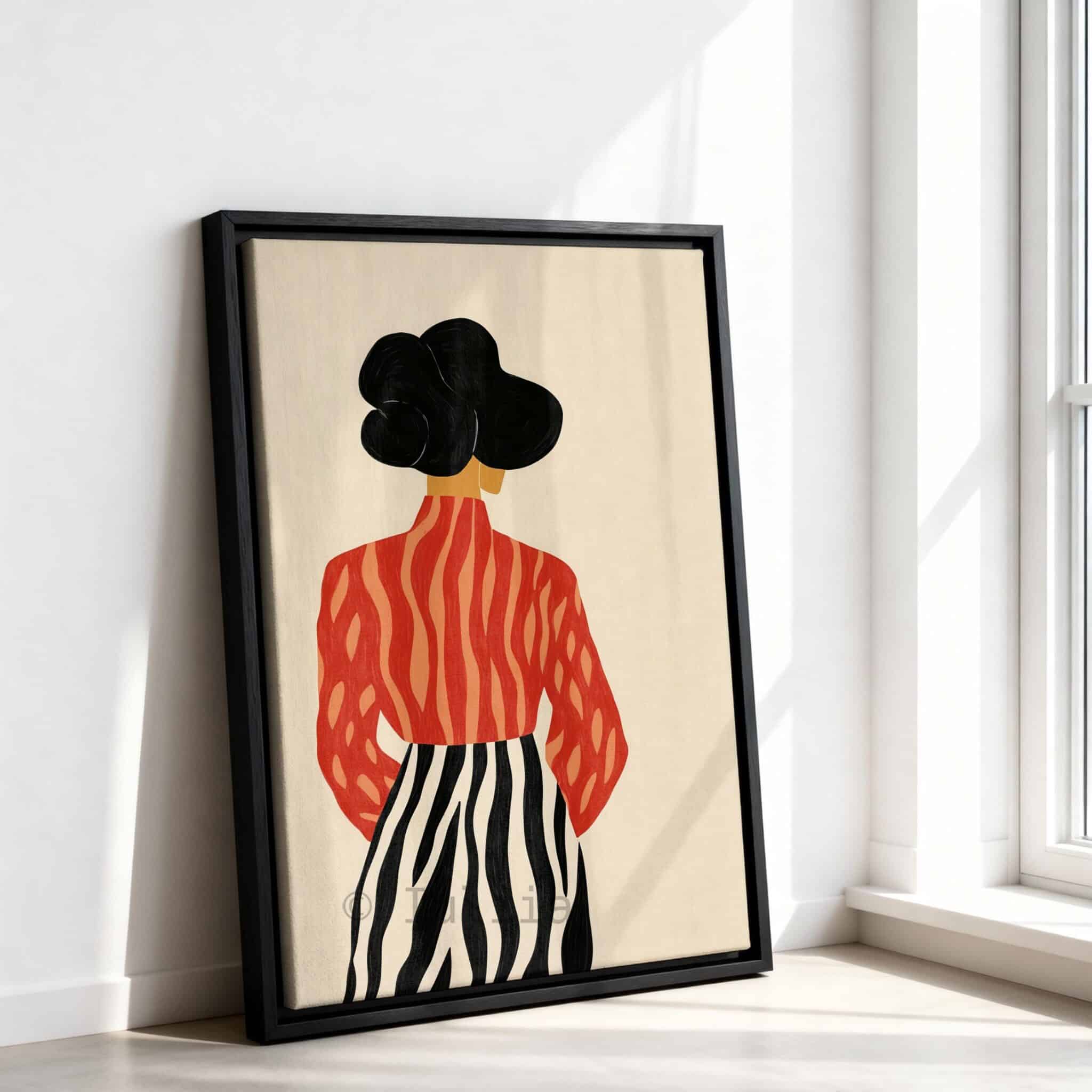Stylish Woman Three Panels Canvas, Floral Fashion Illustration, Contemporary Portrait Artwork, Neutral Living Room Decor, Three Panel Wall Design - photo #11