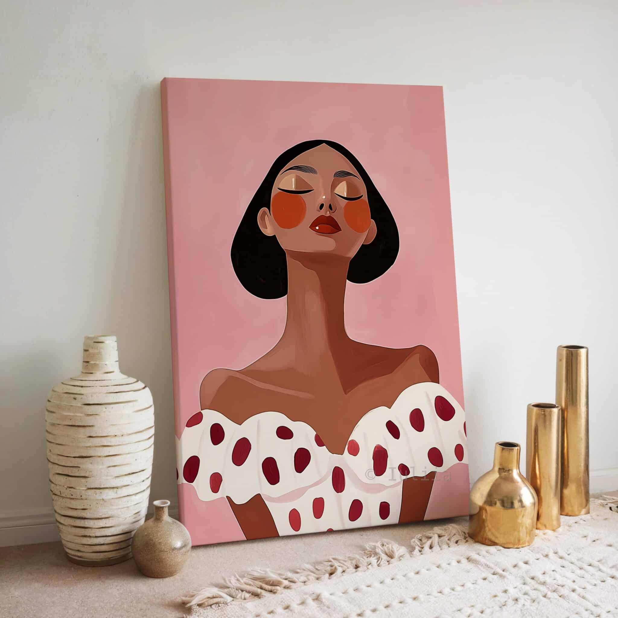 Elegant Woman Canvas Art, Minimalist Pink Portrait Triptych, Contemporary Feminine Wall Decor, Statement Artwork for Chic Bedroom Living Room - photo #13
