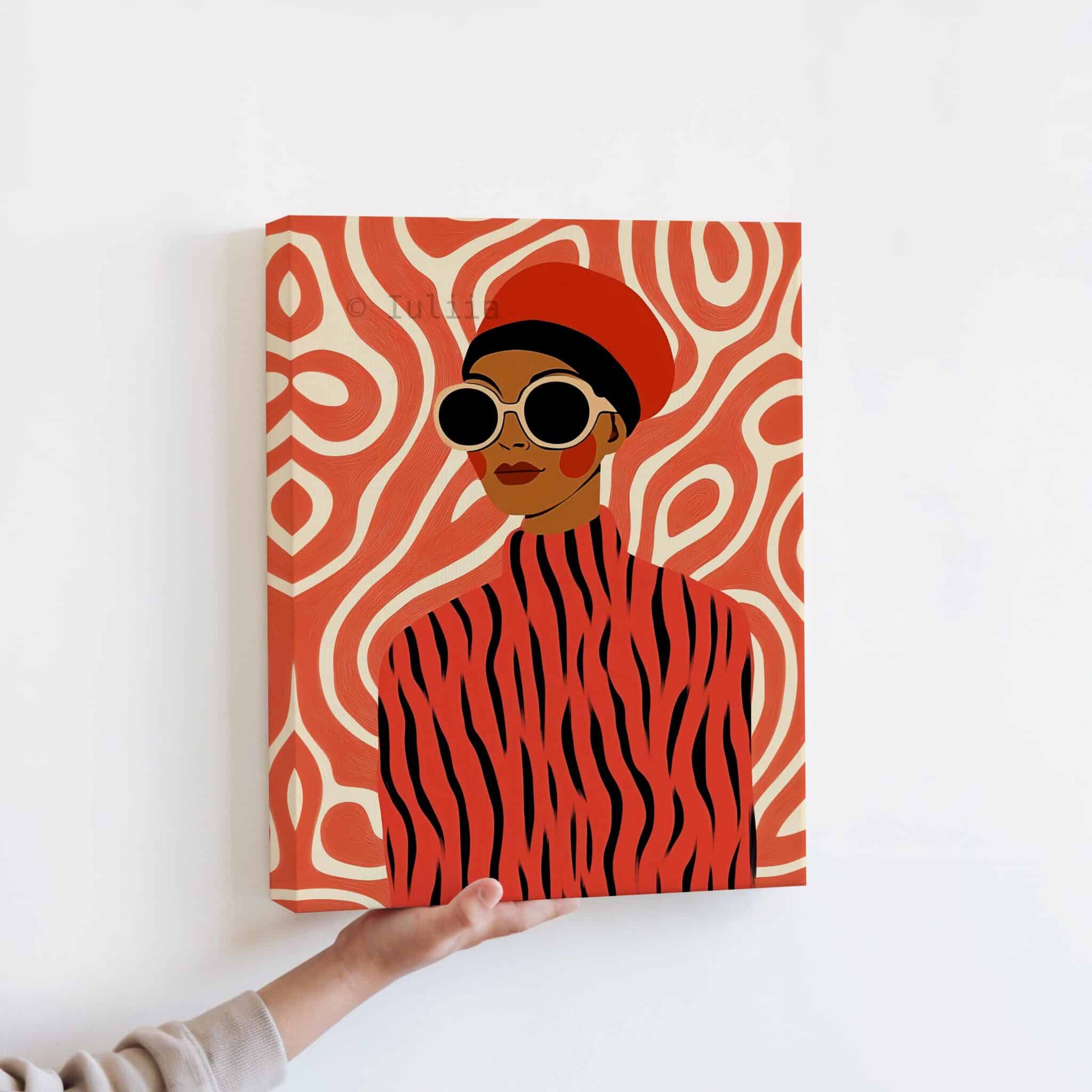 Fashion Wall Three Pieces Art, Modern Woman Portrait Canvas, Graphic Contemporary Artwork, Coral Statement Decor, Designer Living Room Panels - photo #10