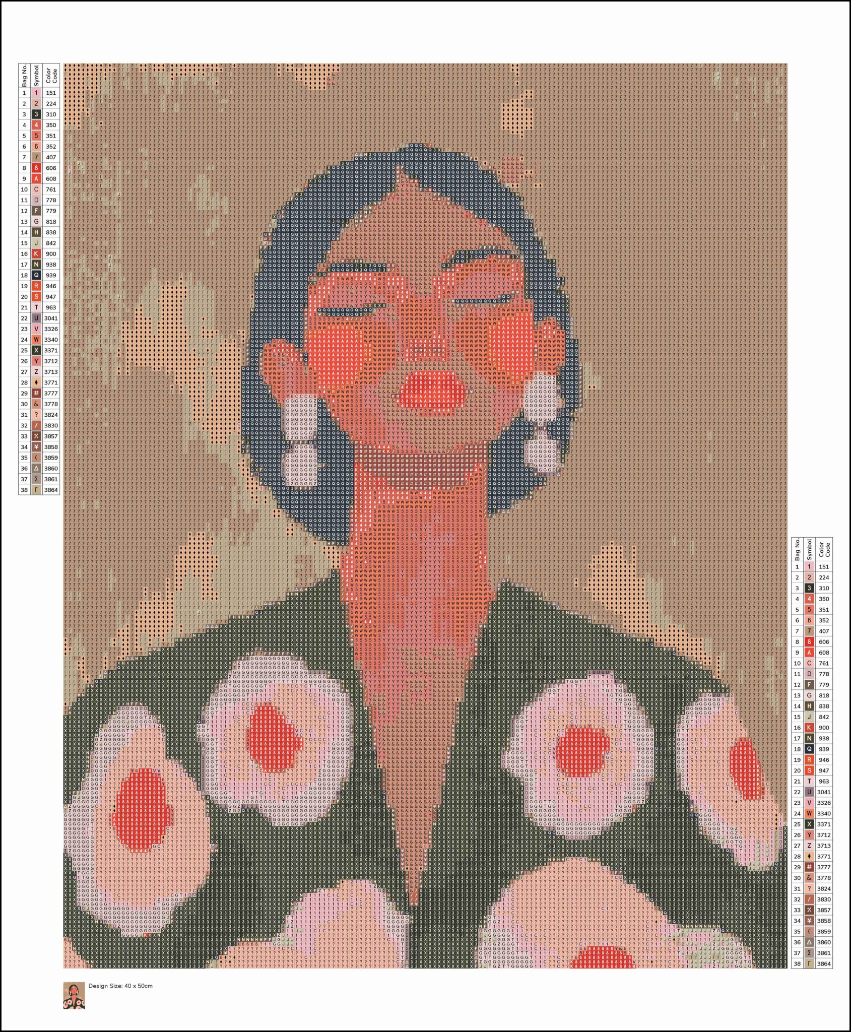 Woman Diamond Art Kit, Square Drill Floral Portrait with Black Hair, Calm Modern Craft for Adults - photo #6