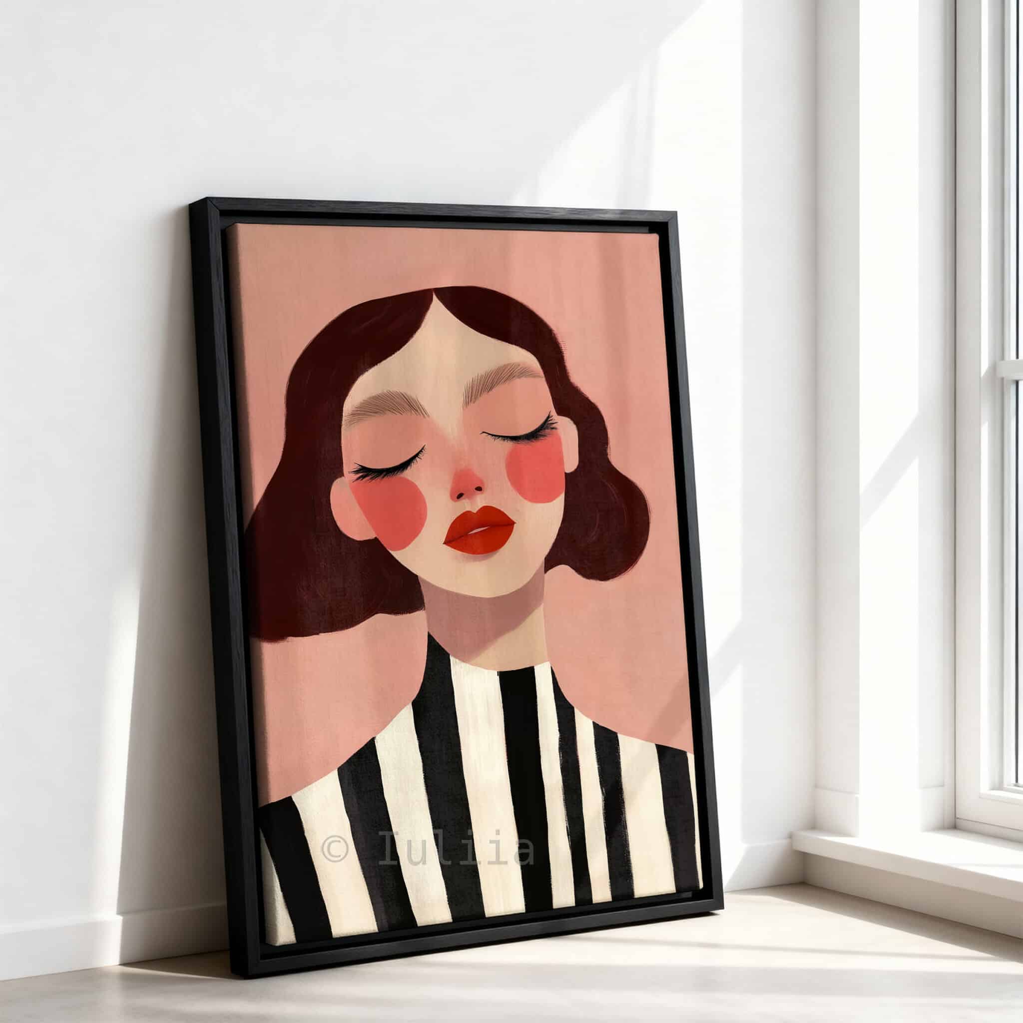 Feminine Wall Art, Blush Woman Portrait on Canvas, Contemporary Bedroom Decor - photo #10
